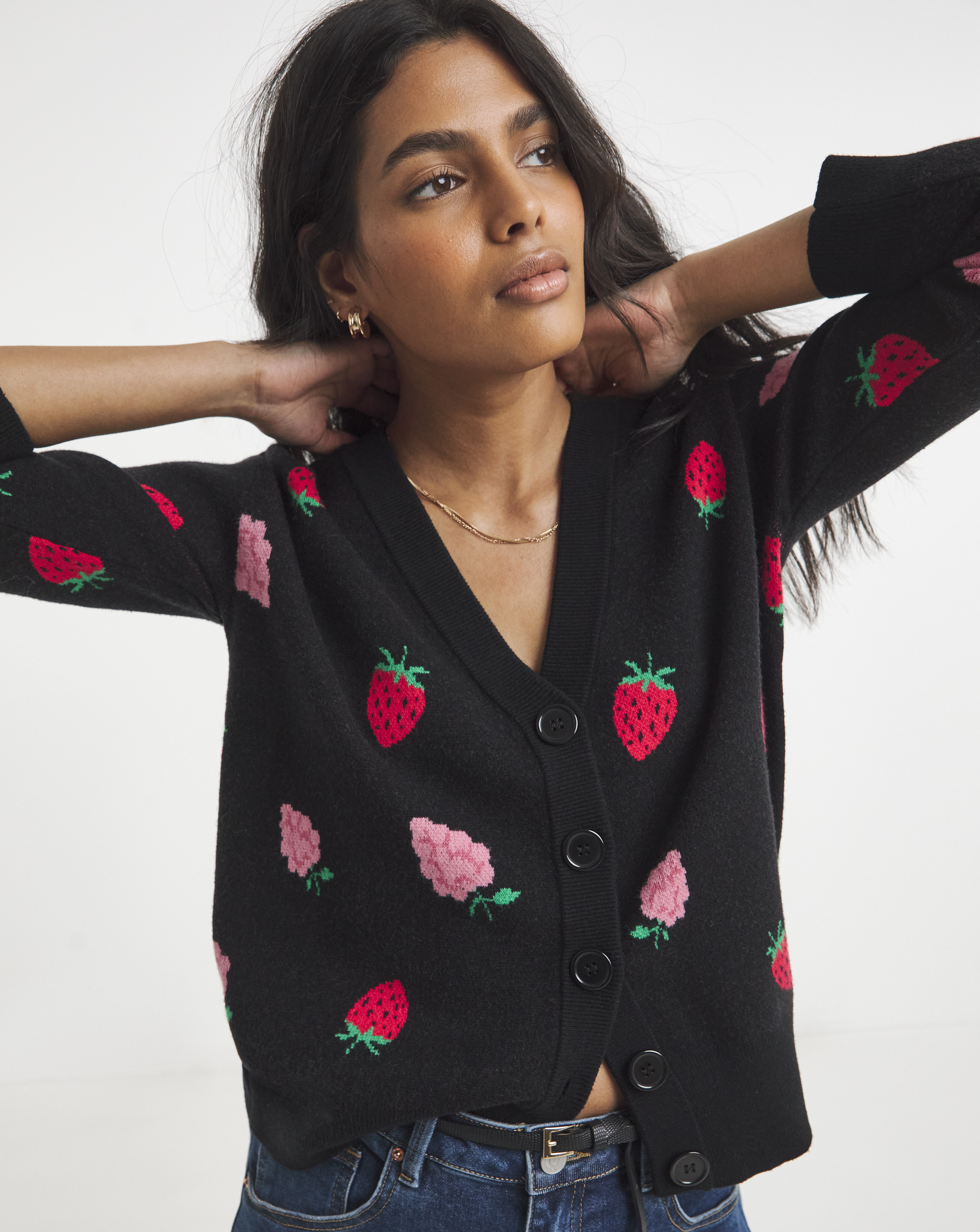 Simply Be Fruit Print Boxy Cardigan