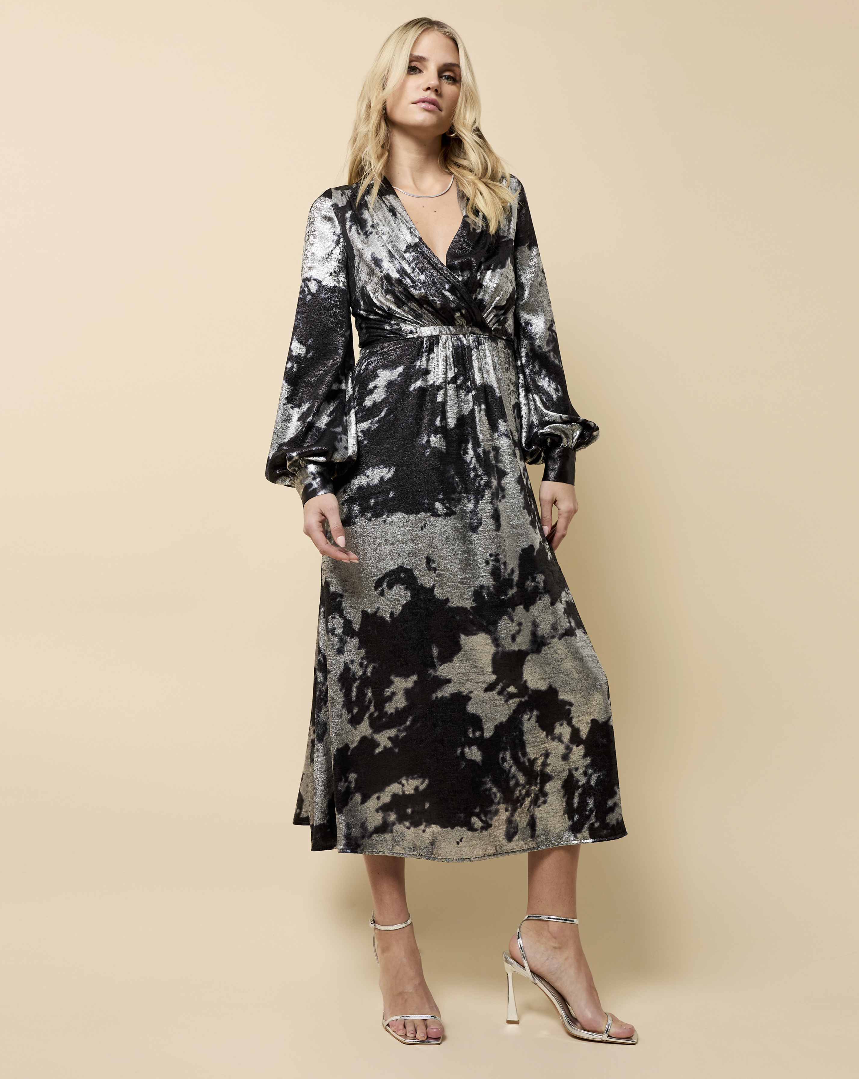 Little Mistress Black Foil Midaxi Dress