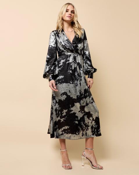 Little Mistress Black Foil Midaxi Dress