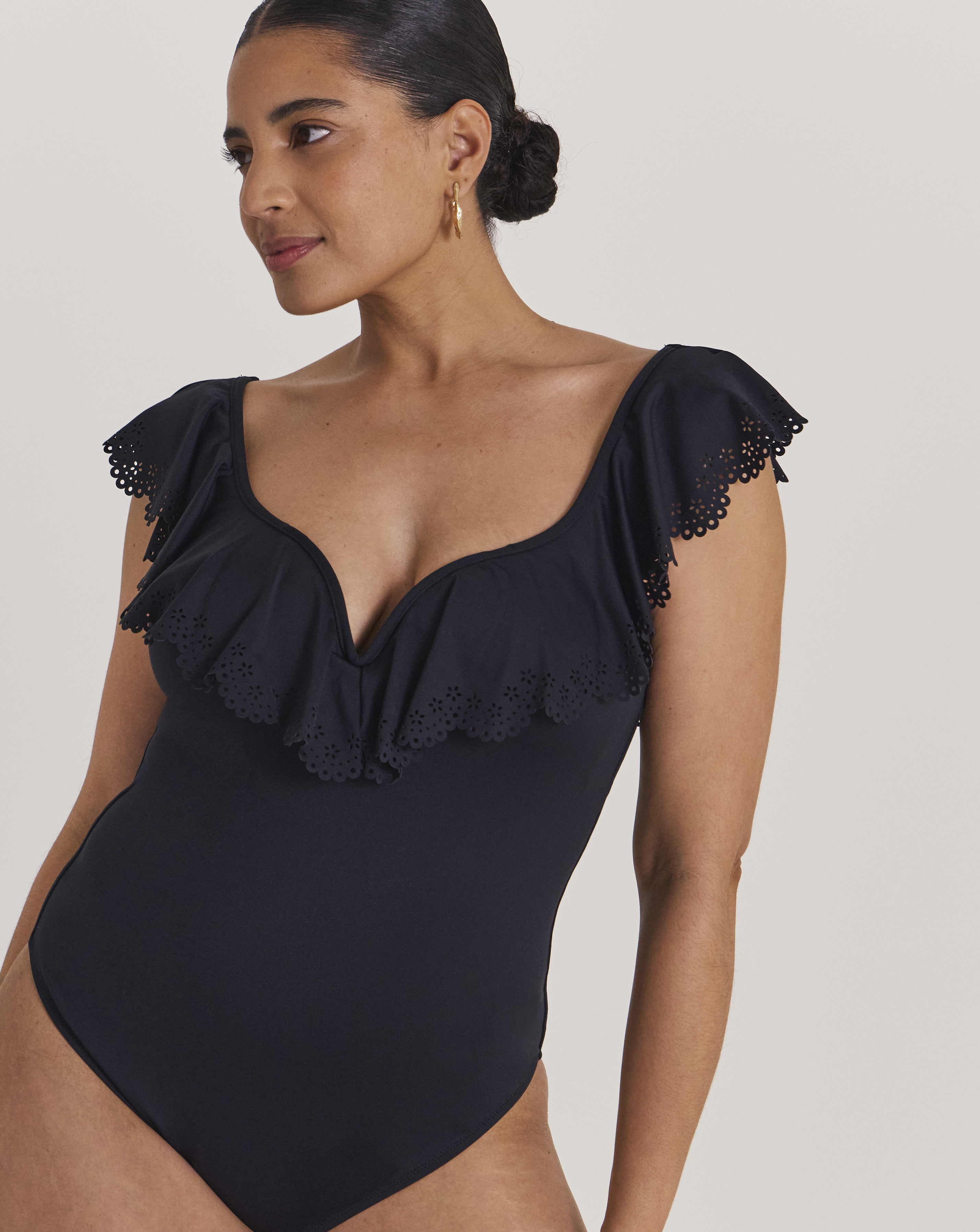 Laser Cut Bardot Swimsuit