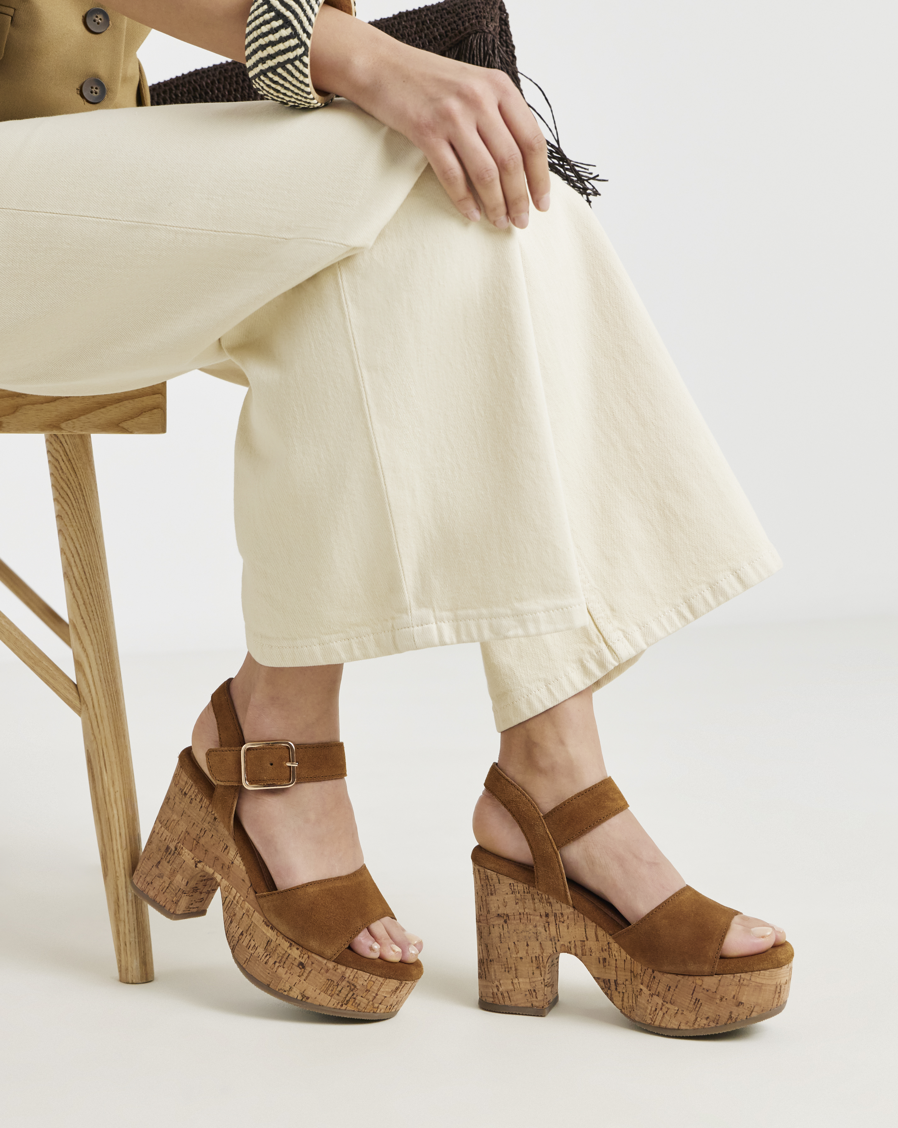Platform Cork Sandals Wide Fit