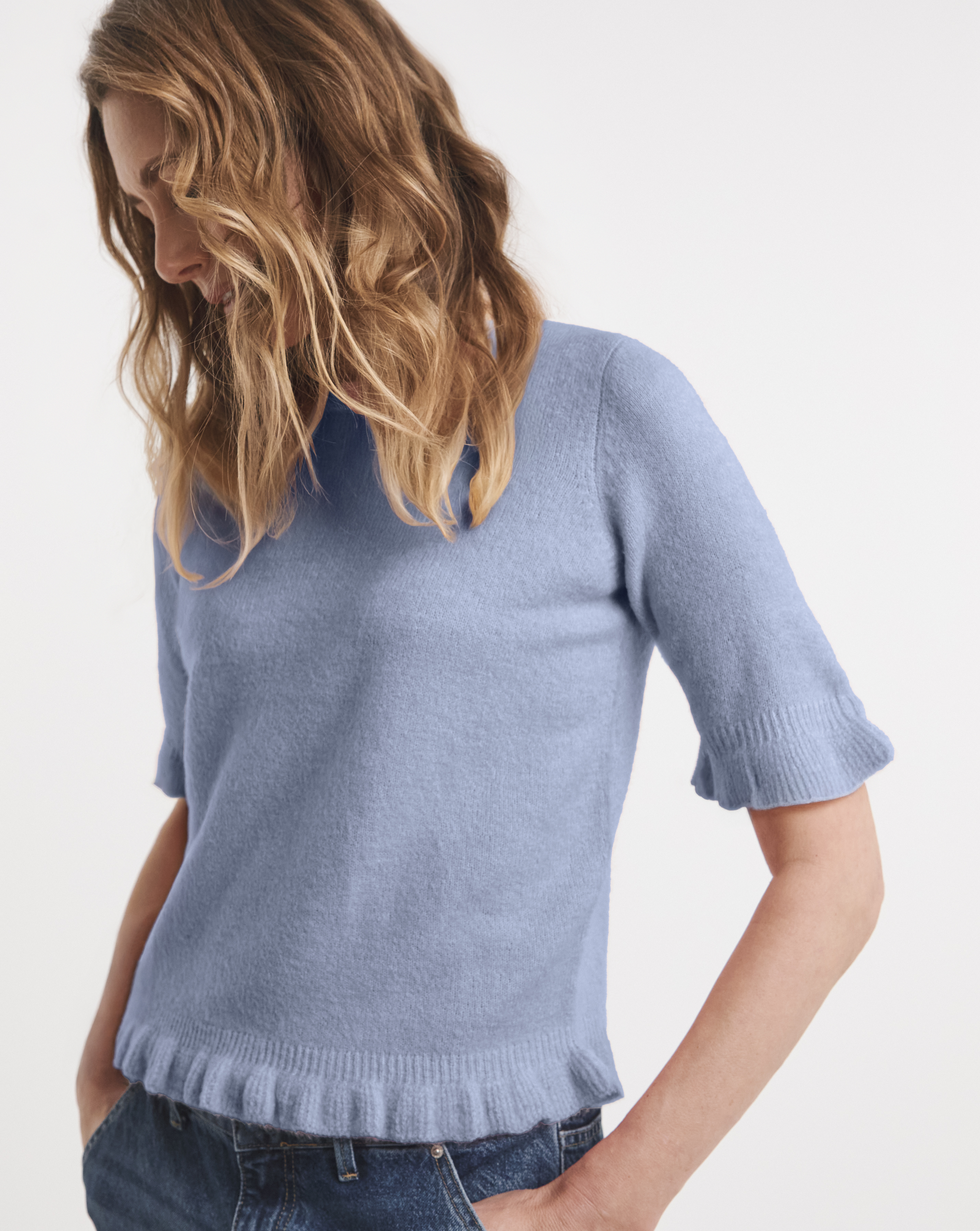 Frill Knit Short Sleeve Jumper