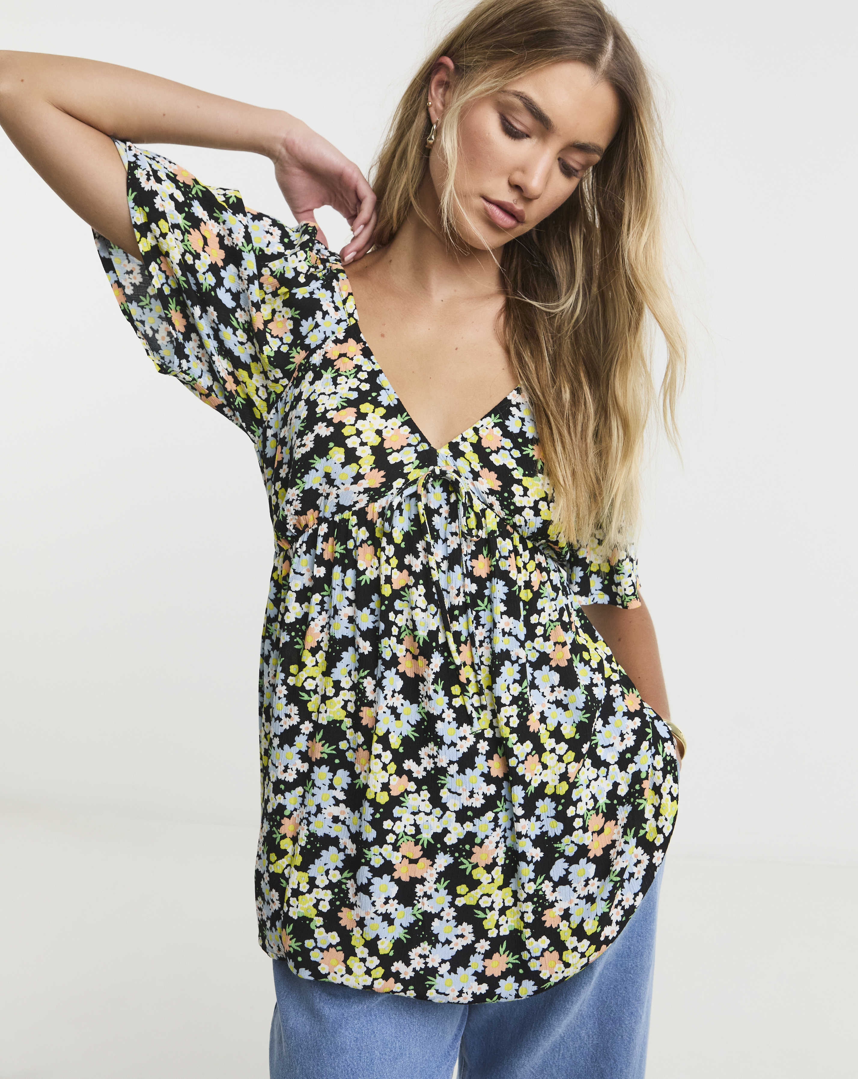 Simply Be Floral Print Crinkle Blouse