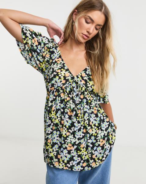 Simply Be Floral Print Crinkle Blouse