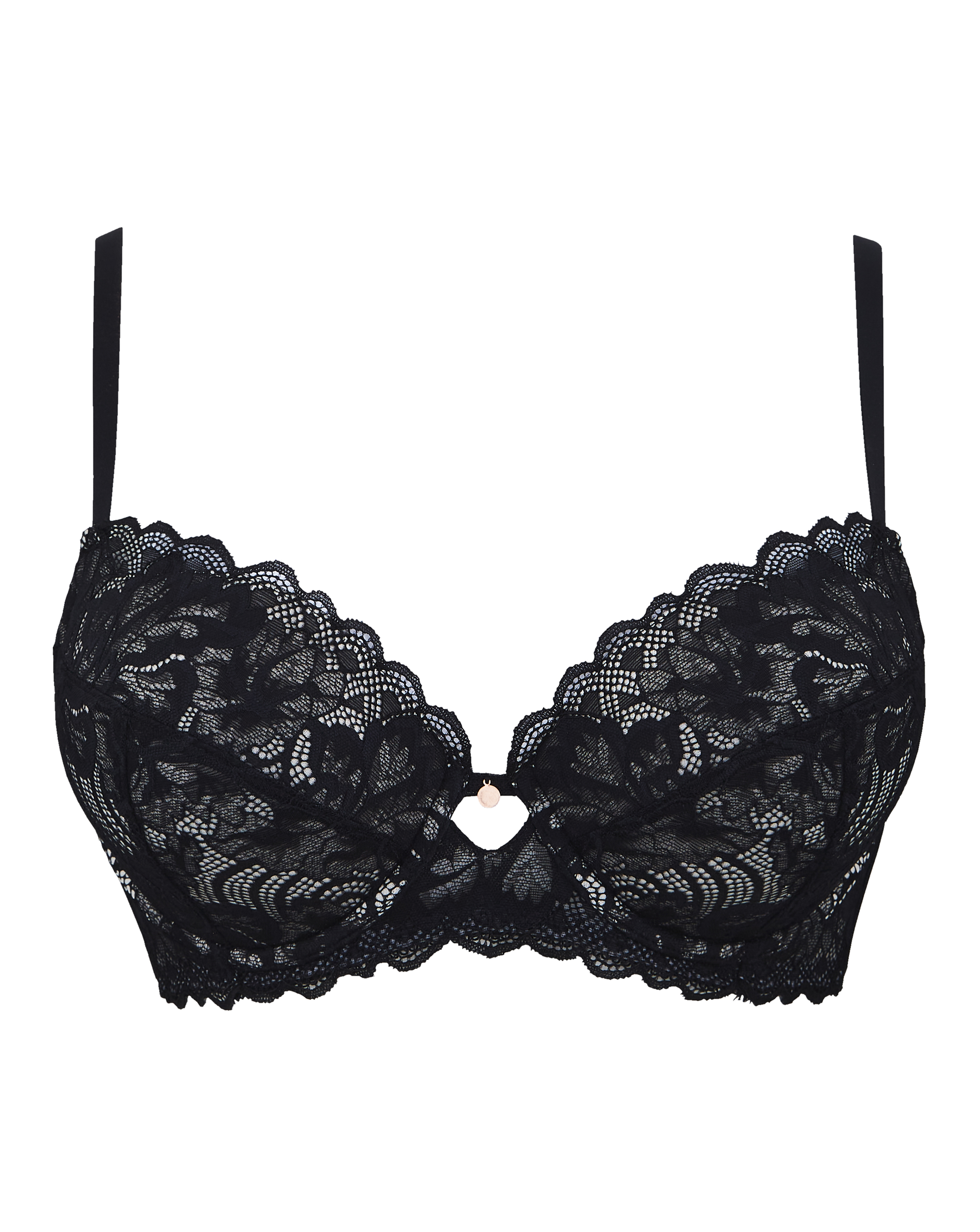 Figleaves Plus Size Isla Sweetheart T-Shirt Bra In Black | UK Size 28FF Women's
