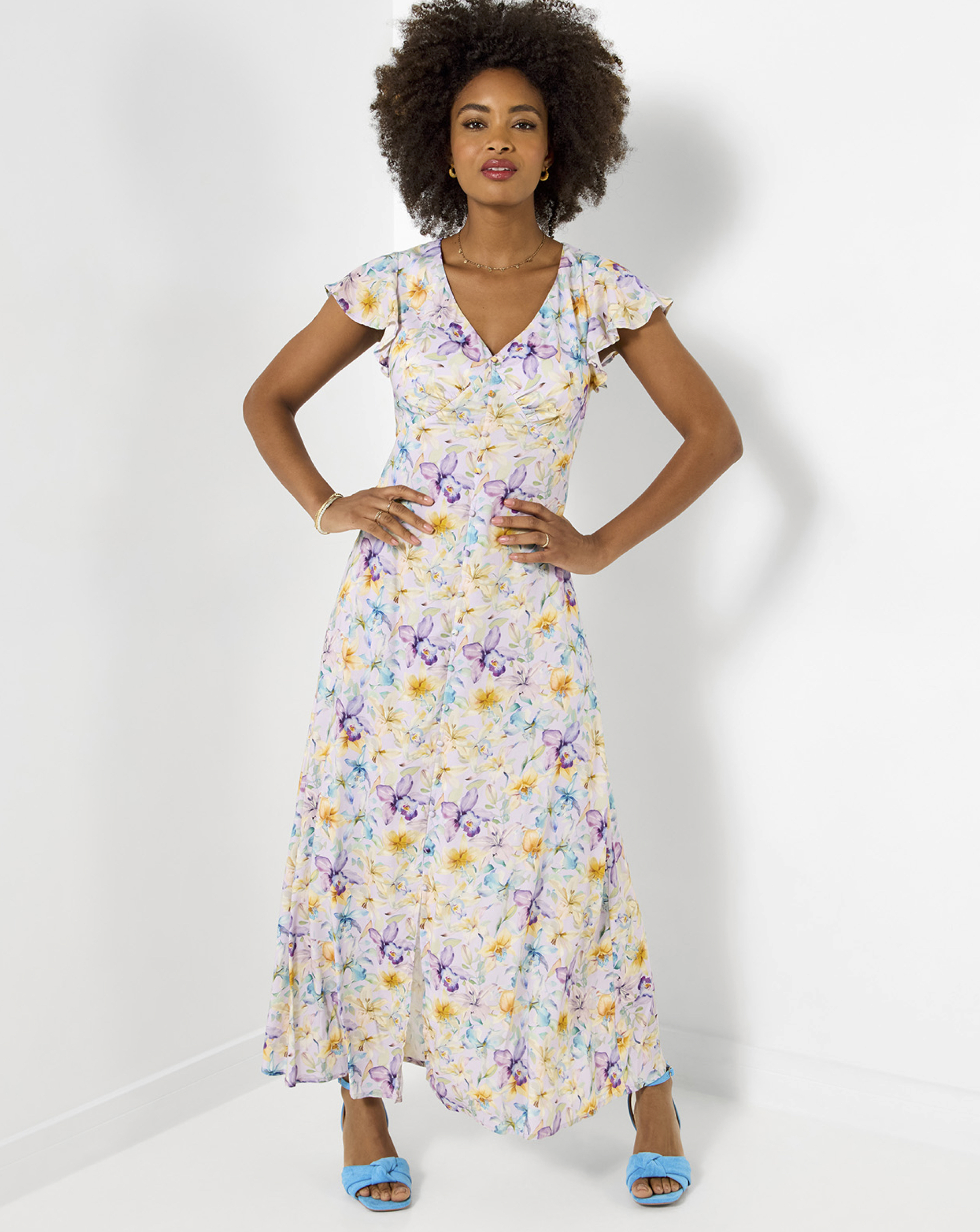 JB Watercolours Printed Floral Dress
