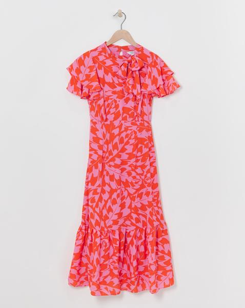 Joanna Hope Tie Neck Midi Dress