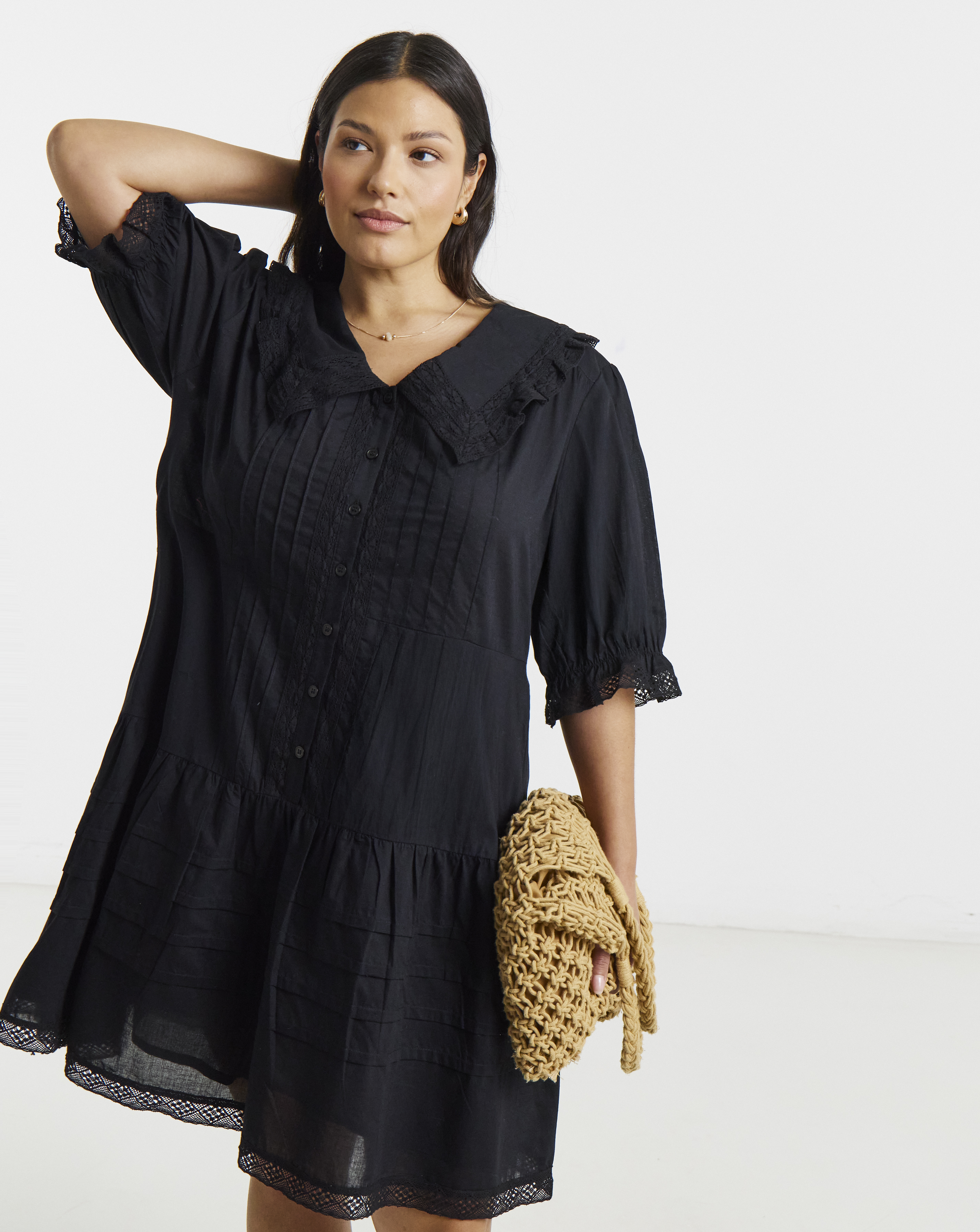 Collar Detail Smock Dress