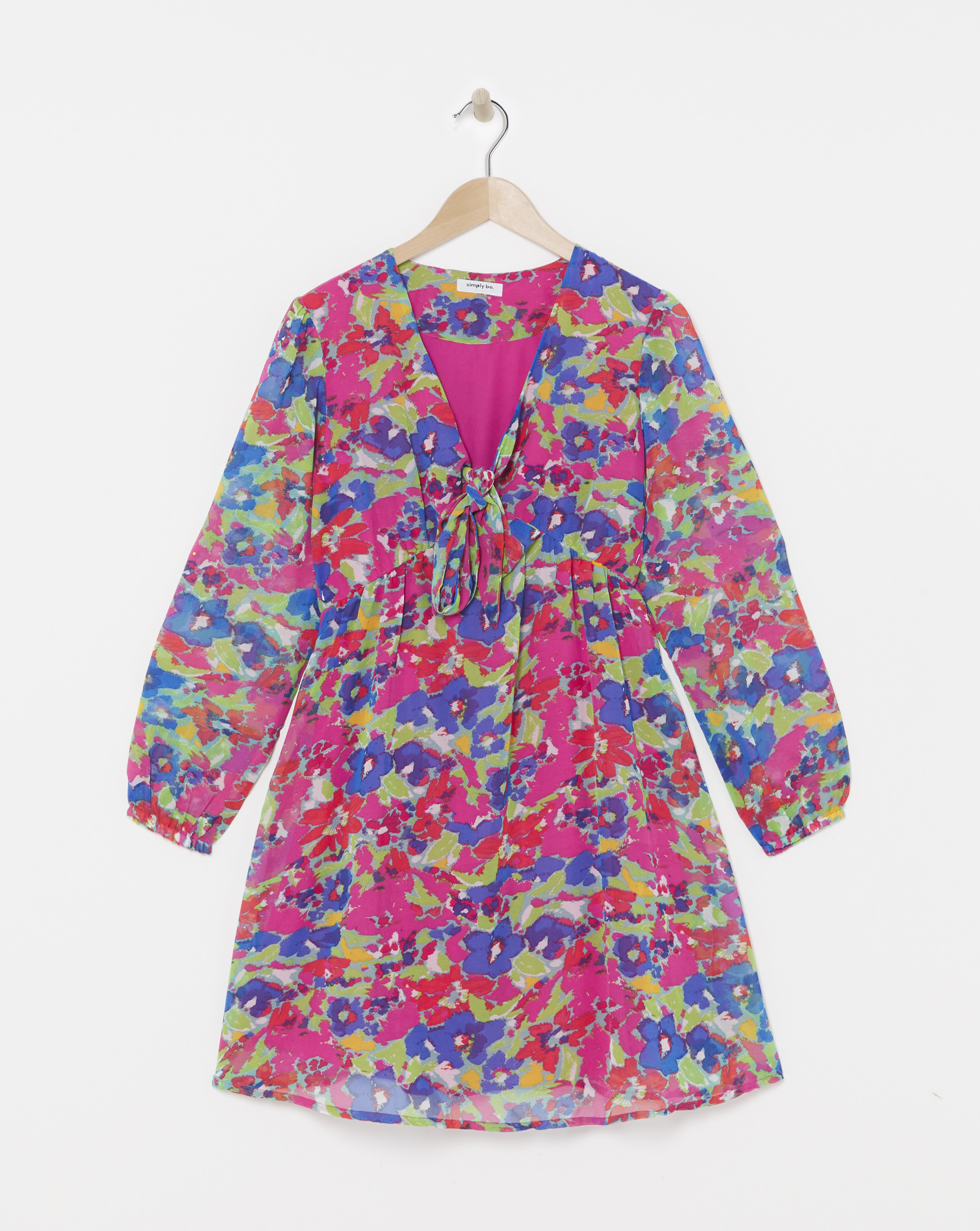 Simply Be - Women's Knot Front Skater Dress - Size 10 - Multi