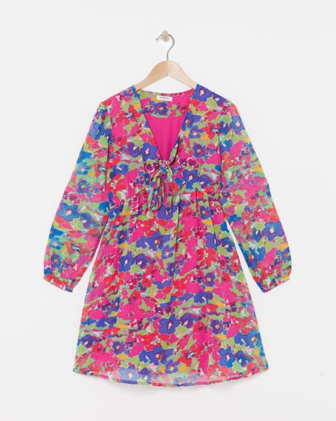 Simply Be - Women's Knot Front Skater Dress - Size 10 - Multi
