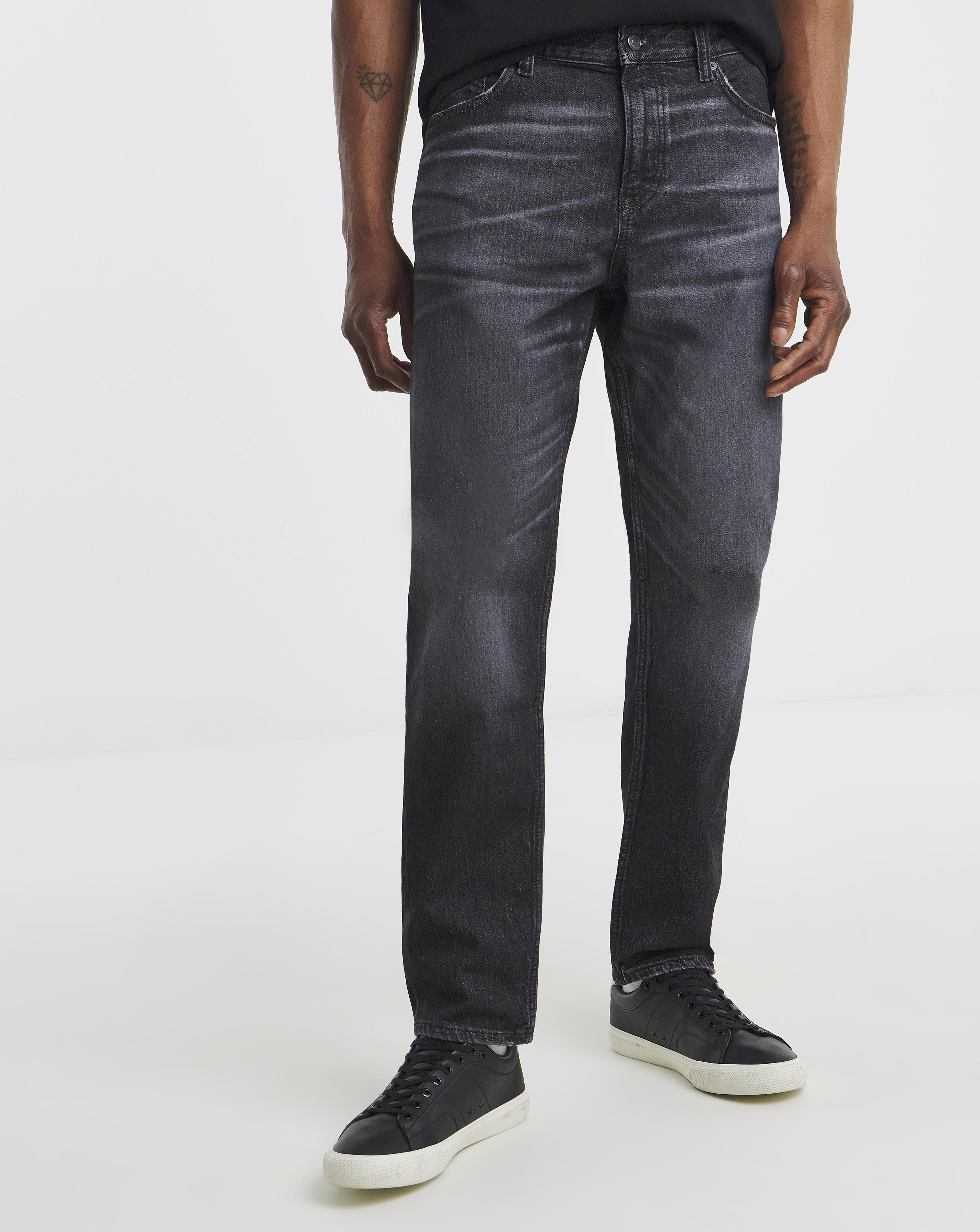 BOSS Straight Stretch Jeans - Charcoal