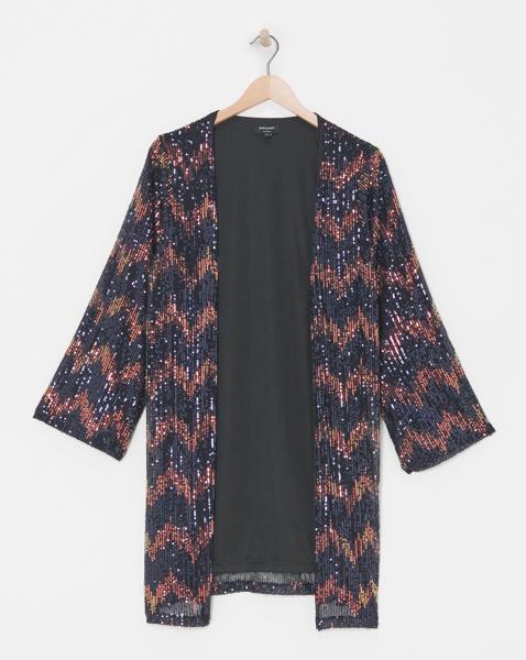 Zig Zag Sequin Longline Cardi