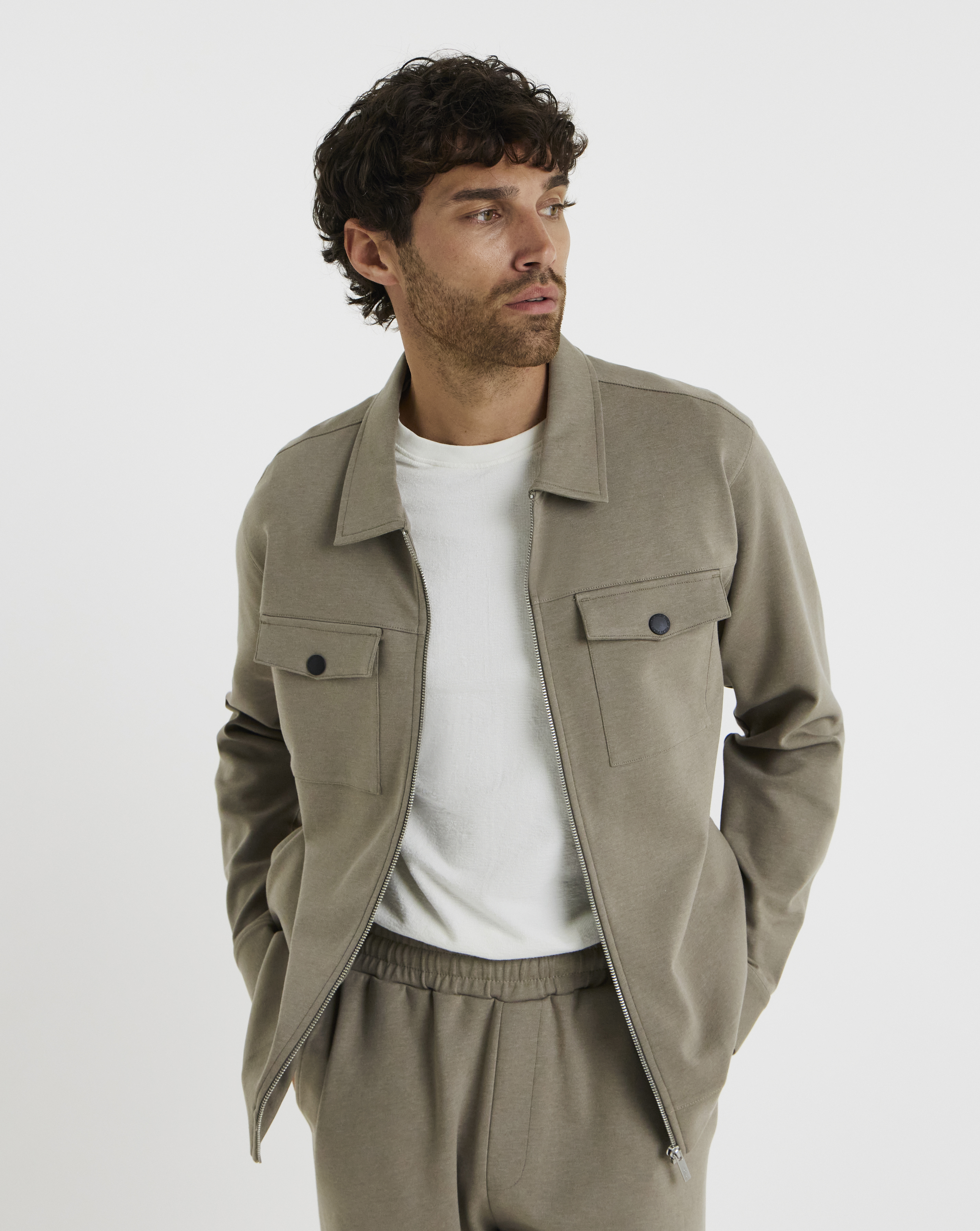 Folio Interlock Zip Shacket - Stone