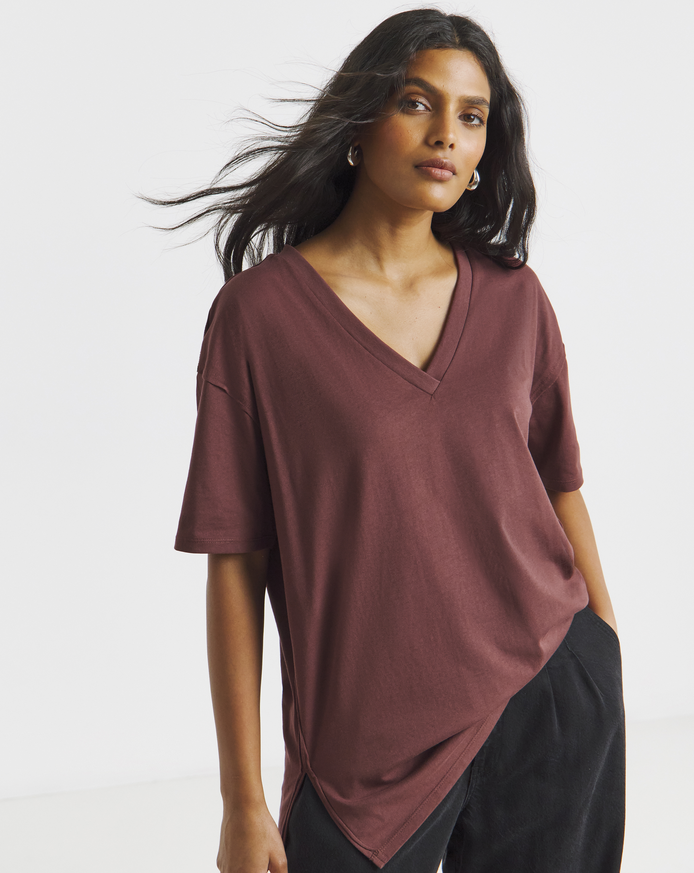 Oversized Slouchy V Neck T-Shirt