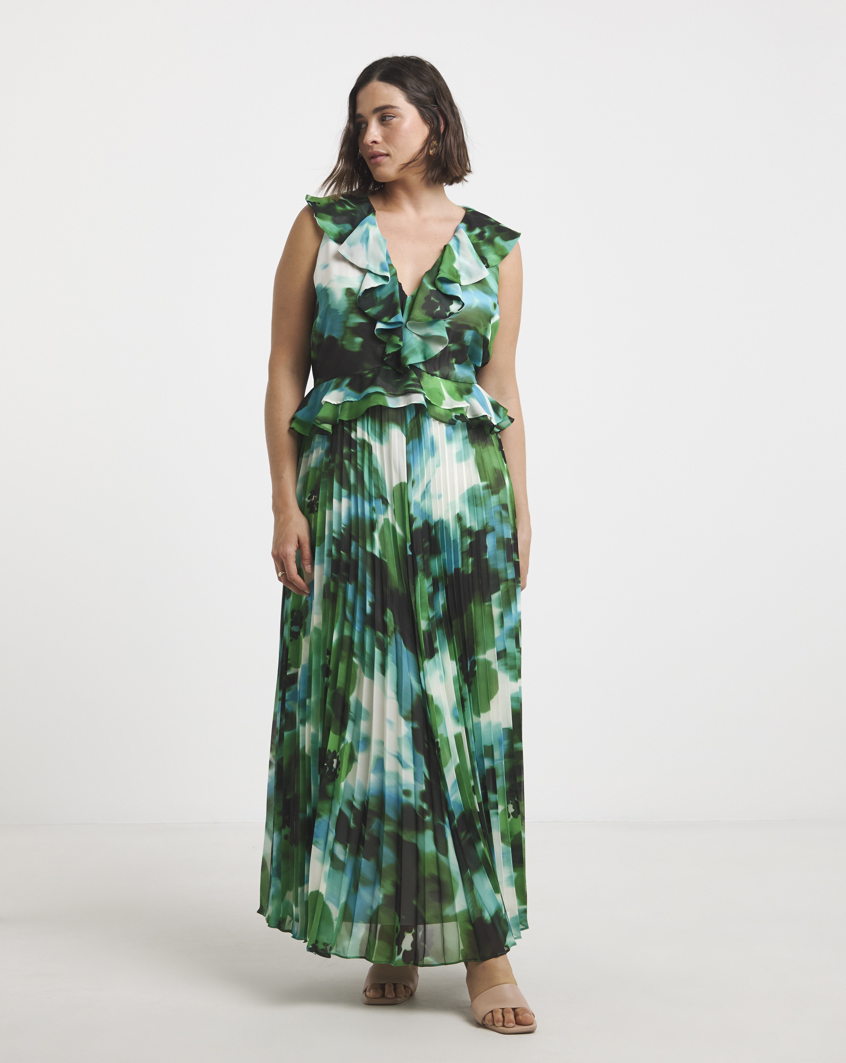 Joanna Hope Ruffle Pleated Dress