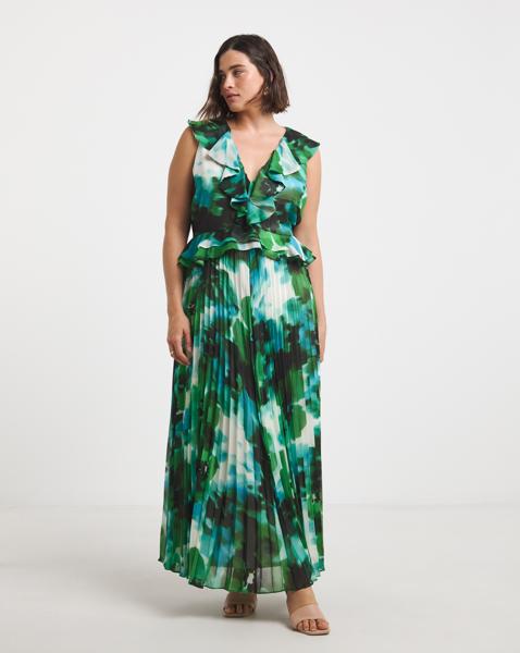 Joanna Hope Ruffle Pleated Dress