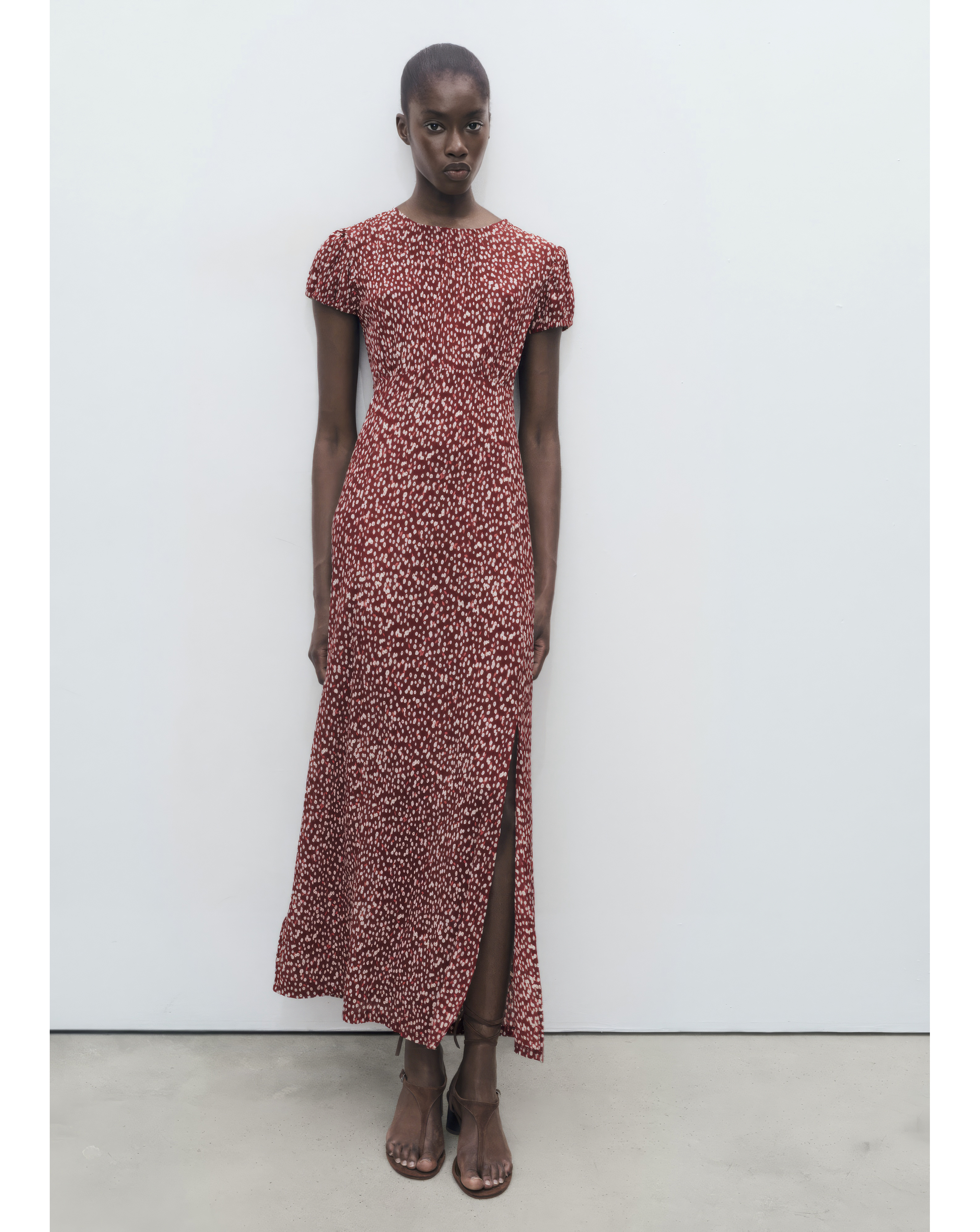 MANGO SPECKLED PRINT MIDI DRESS