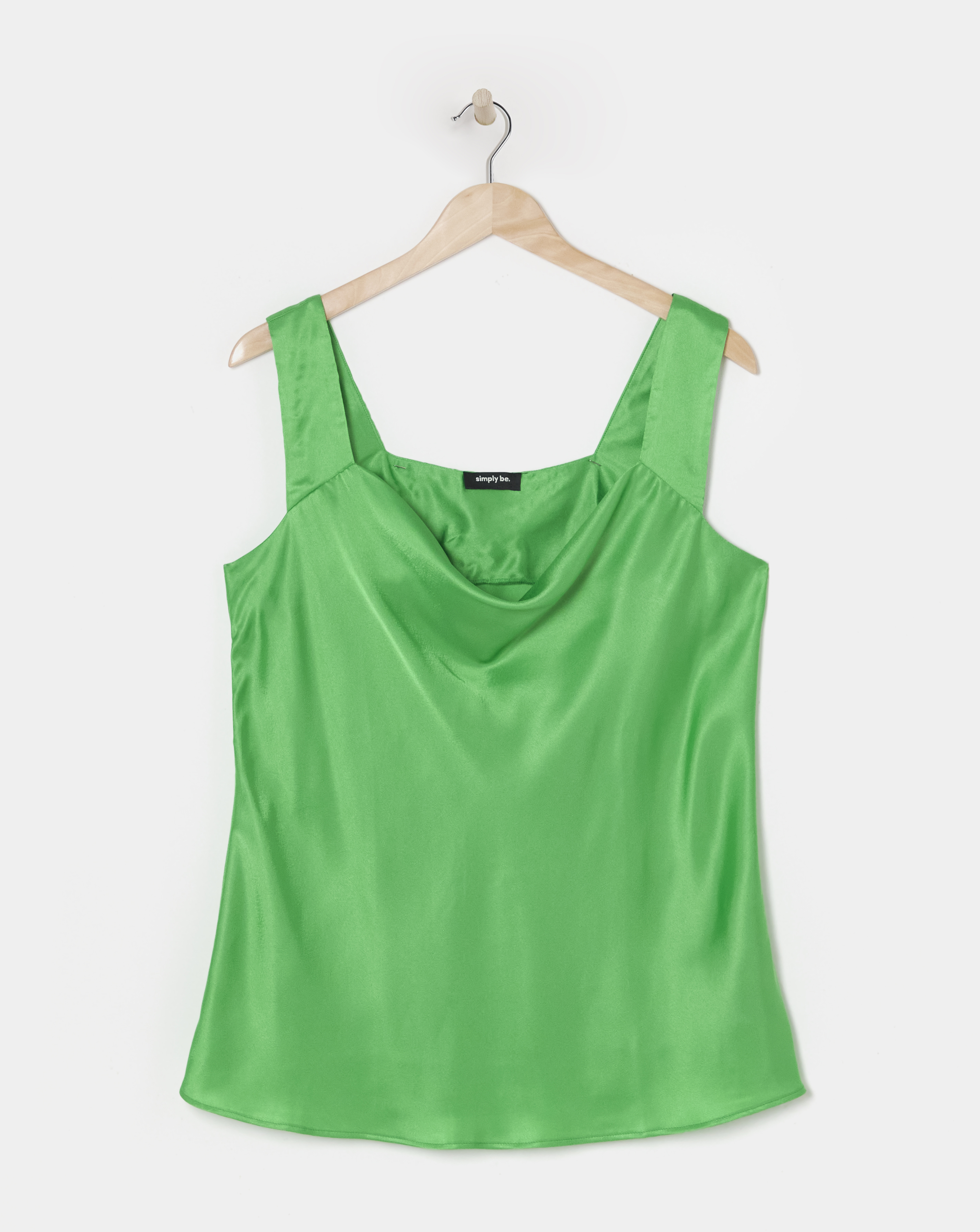 Green Satin Cowl Neck Cami