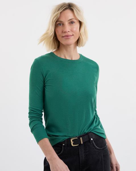 Ribbed Crew Neck Long Sleeve Top