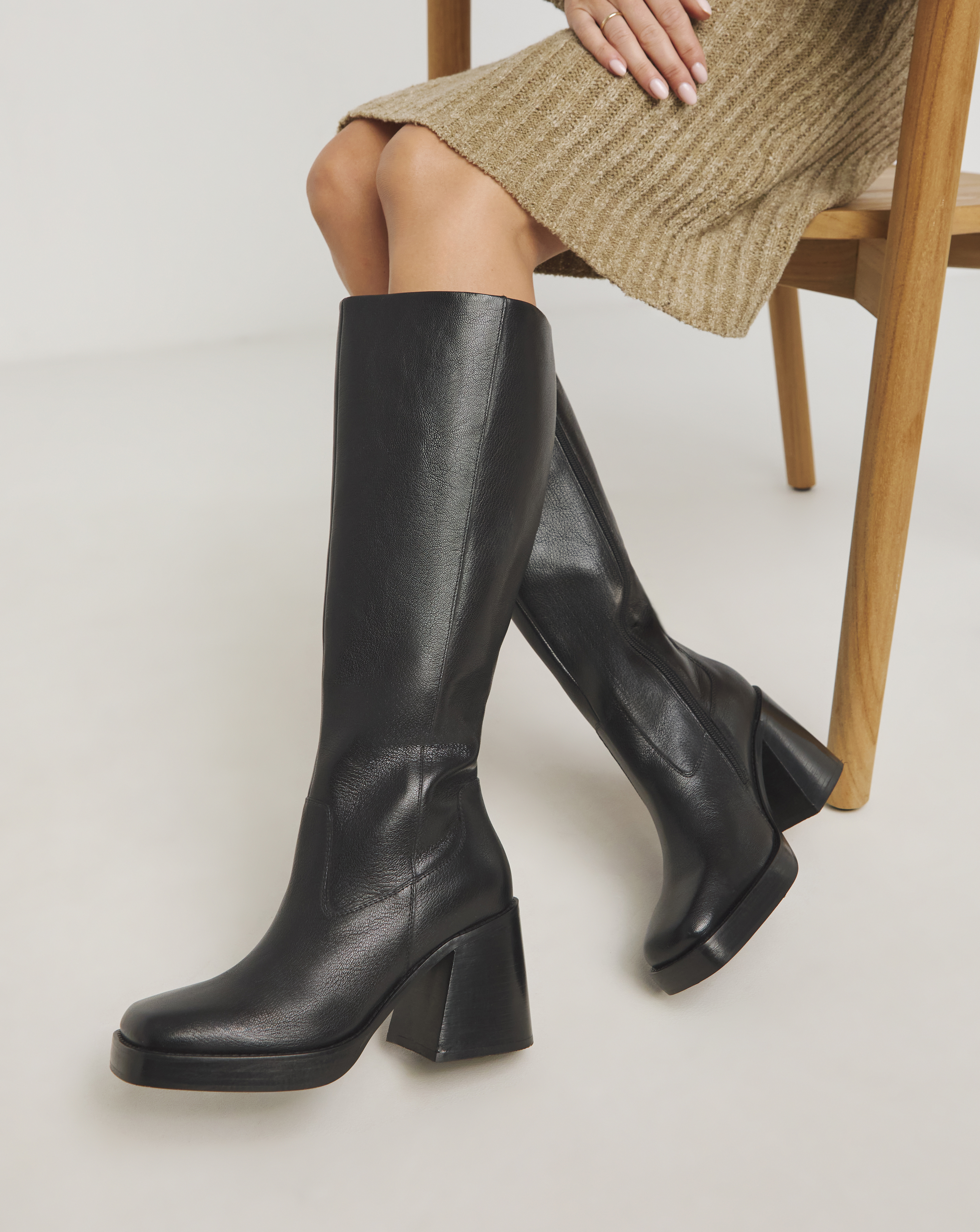 Knee High Platform Boots Ex Wide Stand