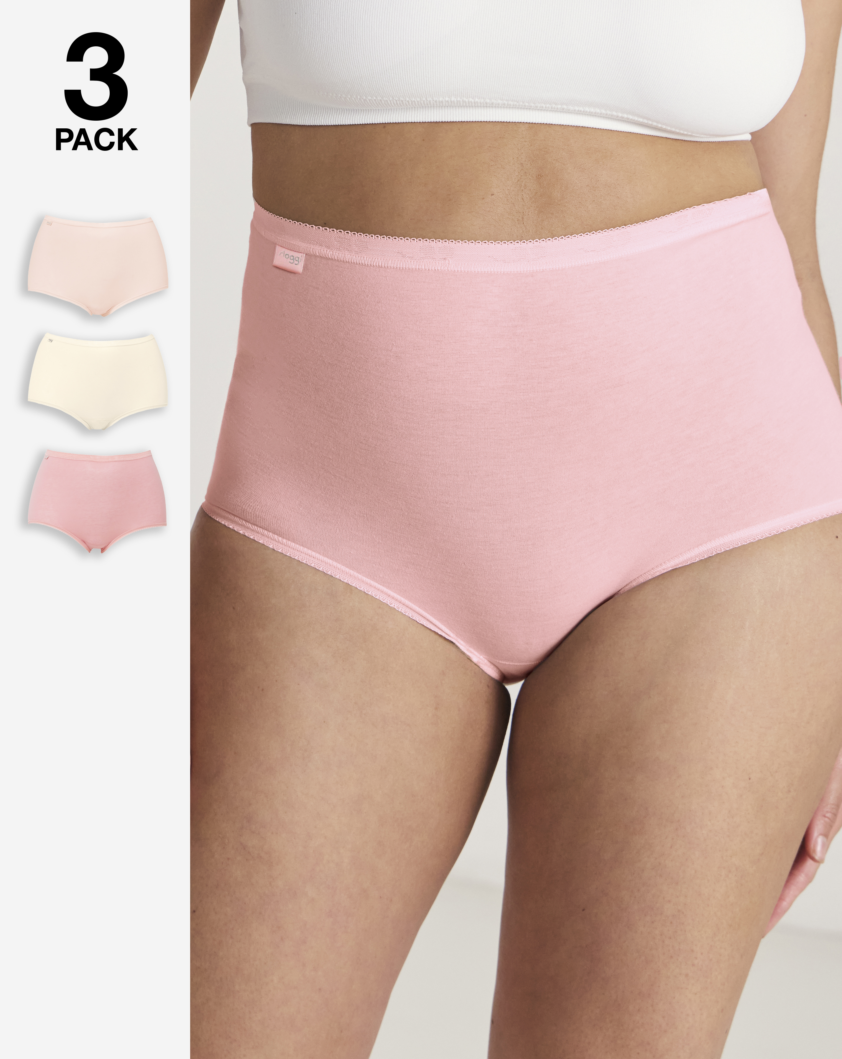 Sloggi 3Pk Basic Maxi Briefs Pink Multi