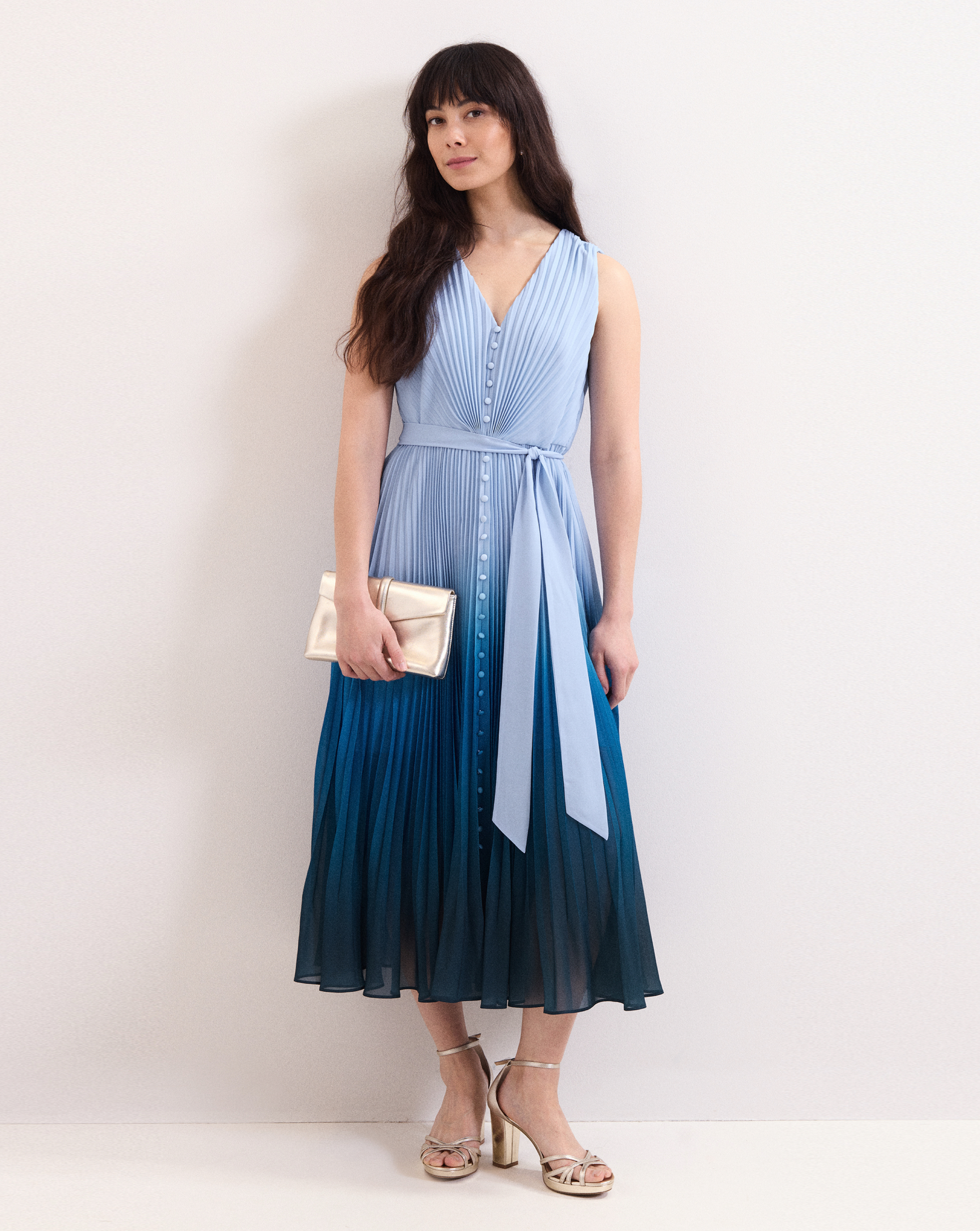 Phase Eight Blue Mira Ombre Dress - Size 22