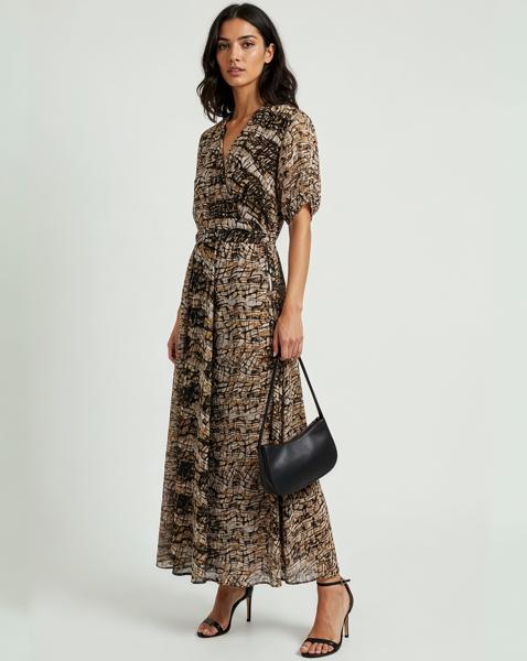 Religion Animal Print Maxi Wrap Dress