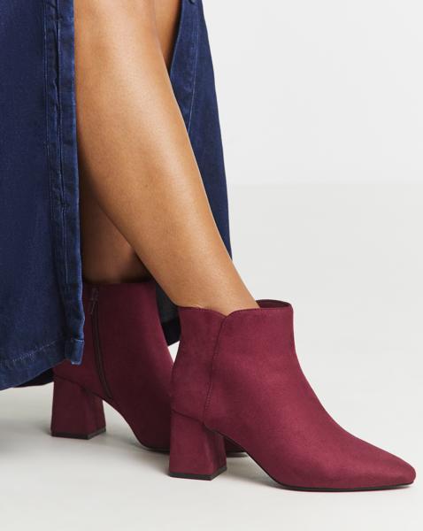 Point Ankle Boot Block Heel Ex Wide