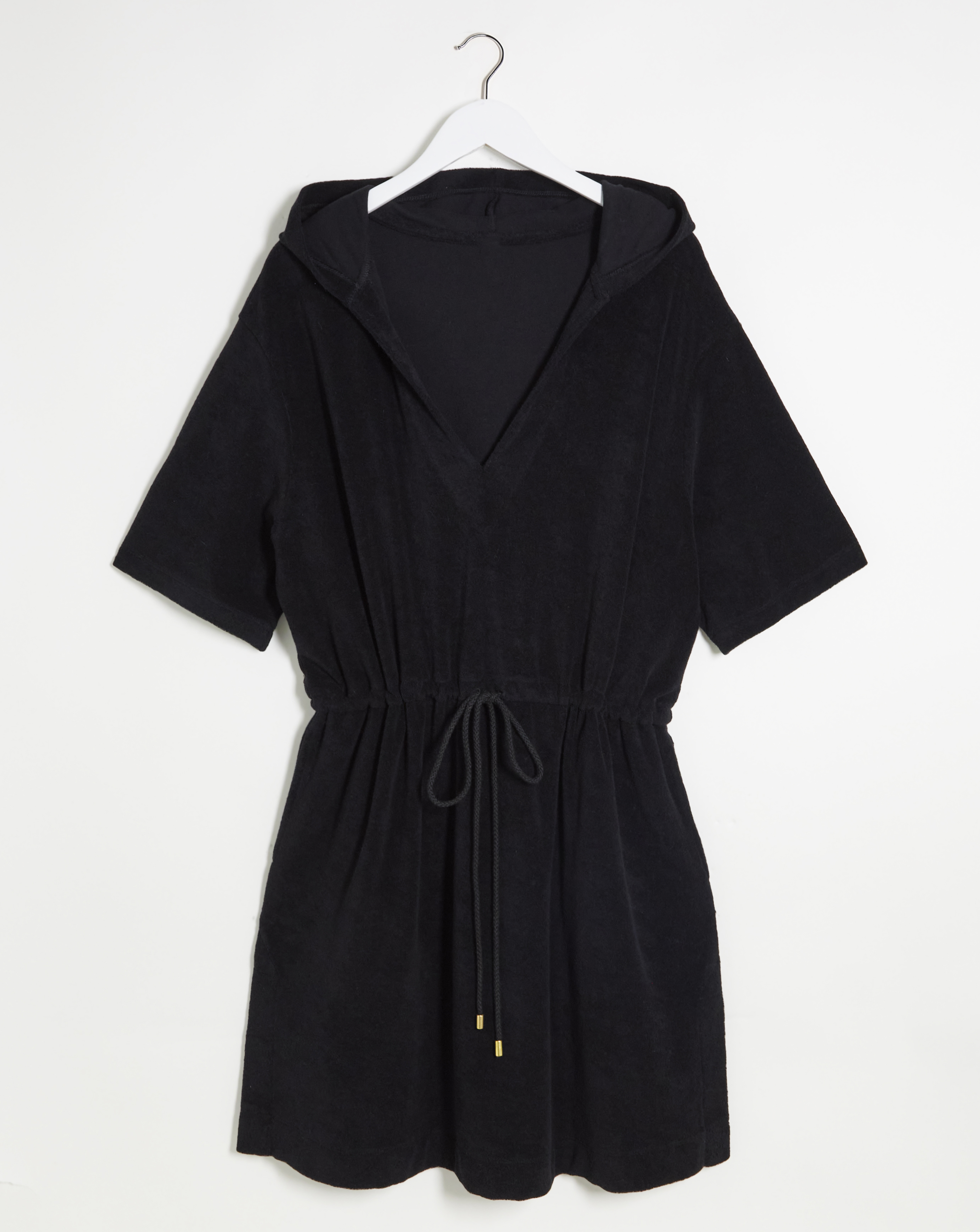 Black Cotton Towelling Poncho