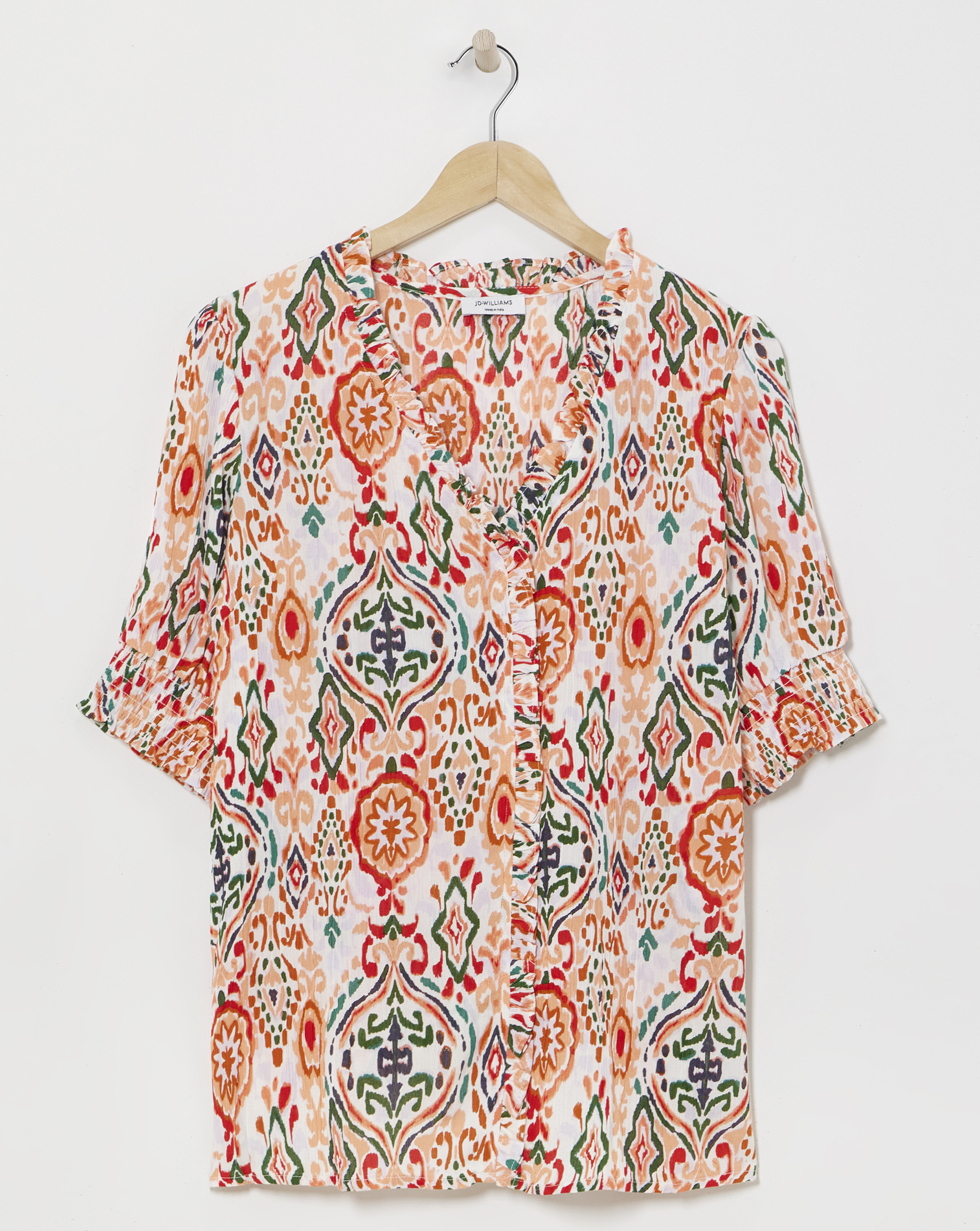 Printed Frill Trim Top