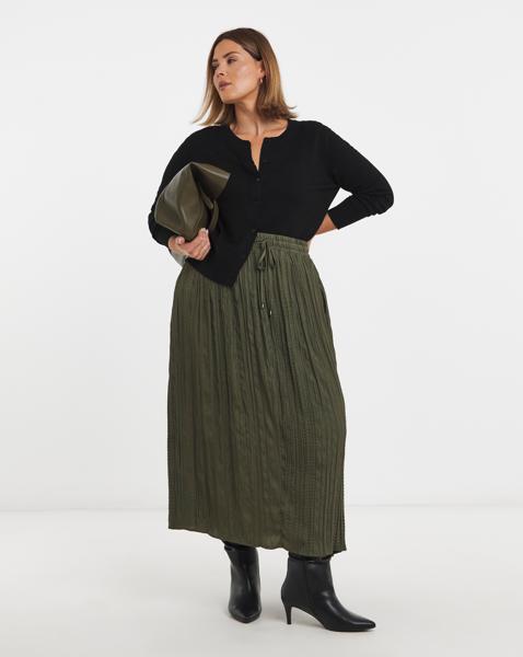 Tie Waist Textured Midaxi Full Skirt