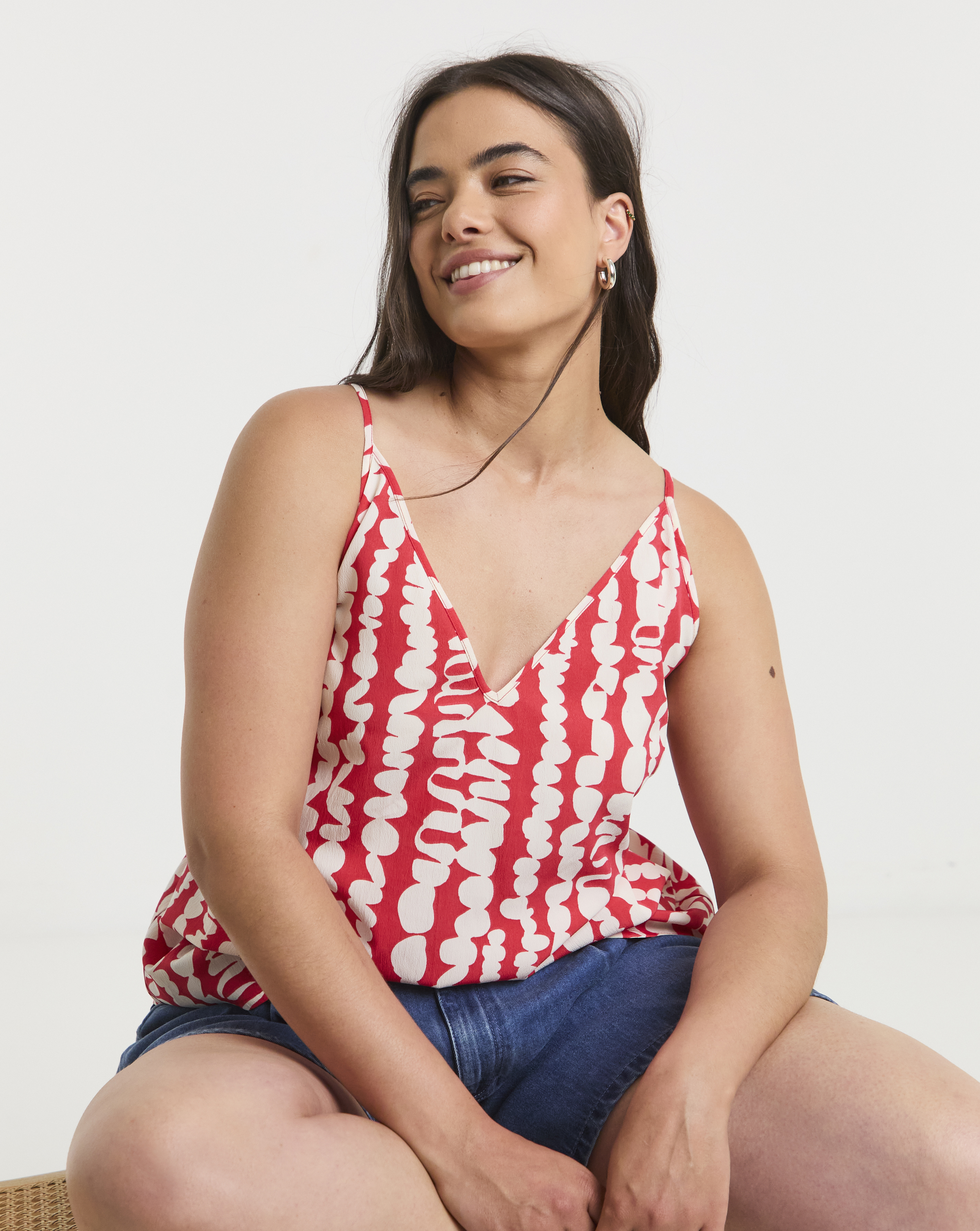 Simply Be Pink Print V Neck Cami