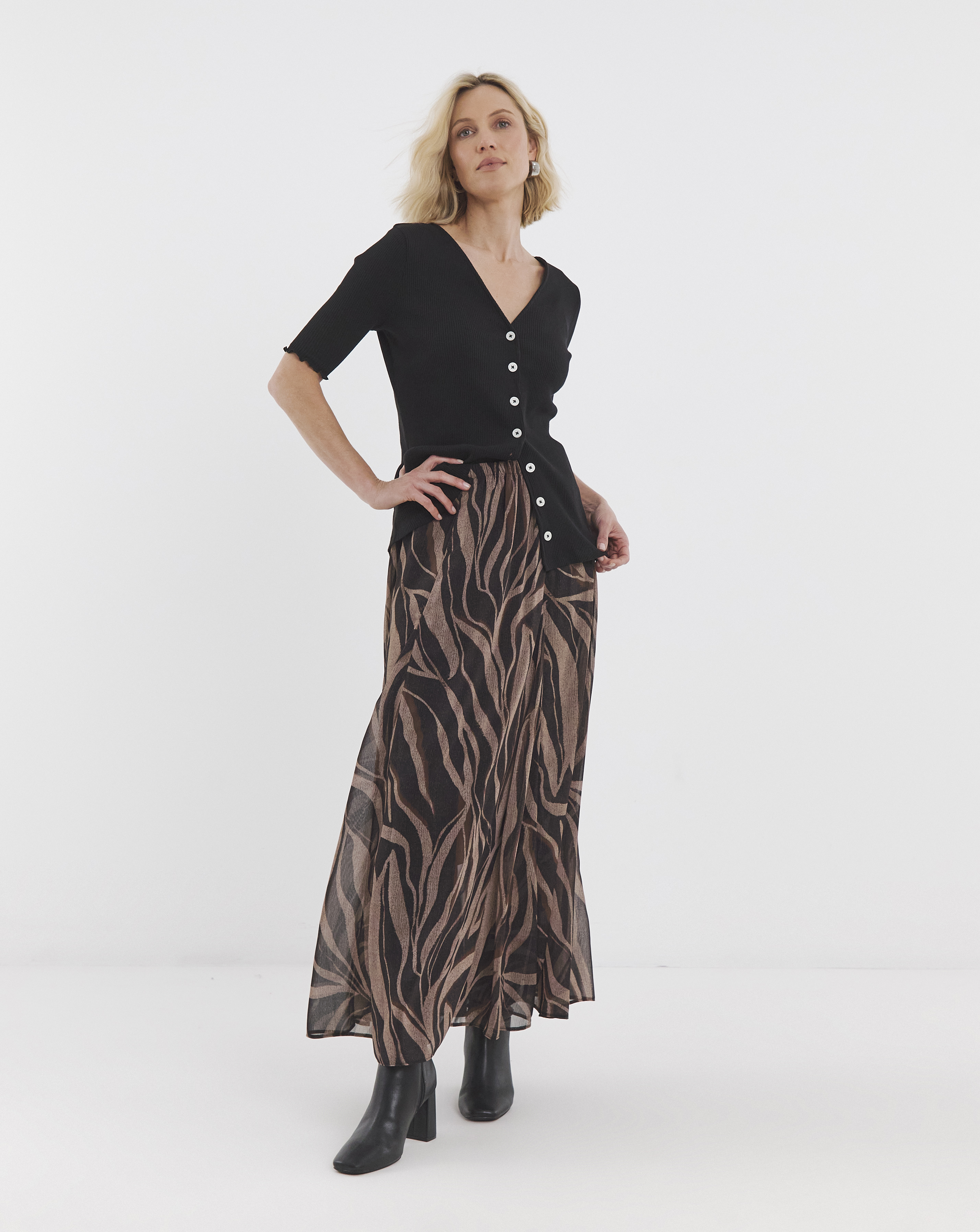 Chiffon Godet Maxi Skirt