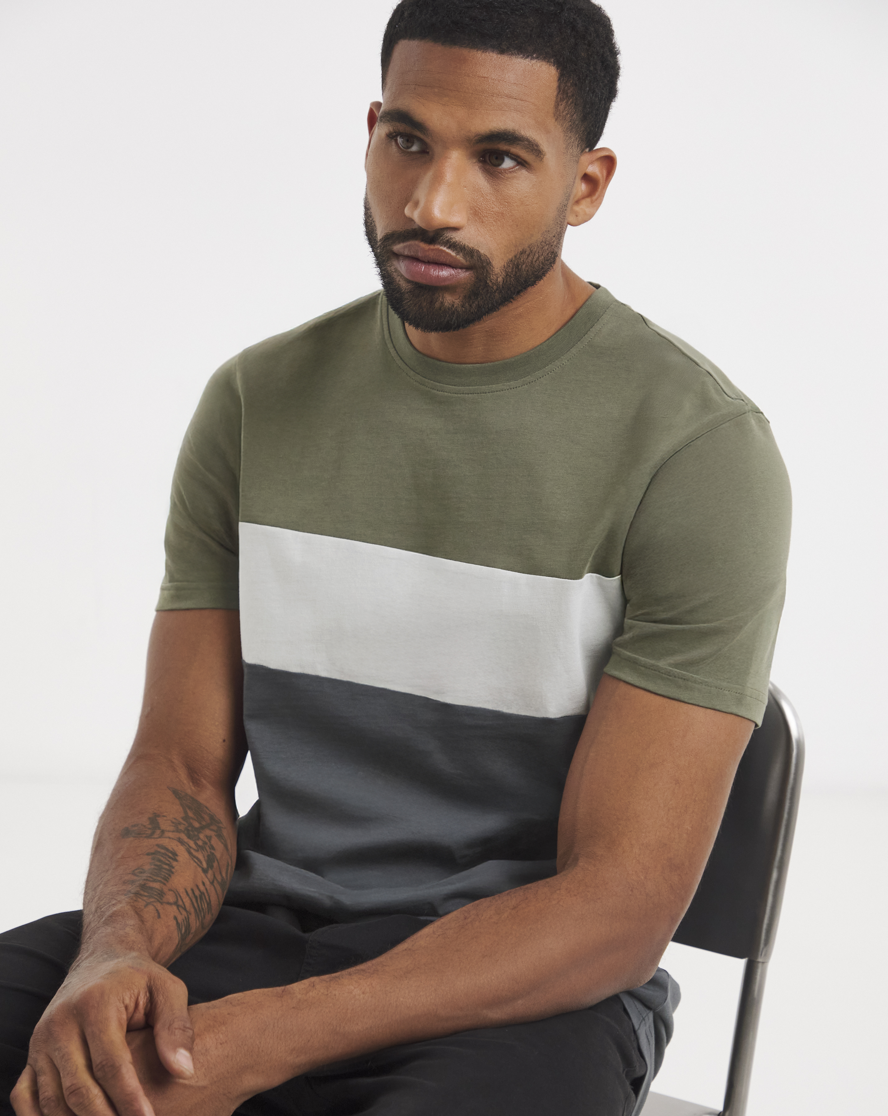 Colour Block Crew Neck T-Shirt Long
