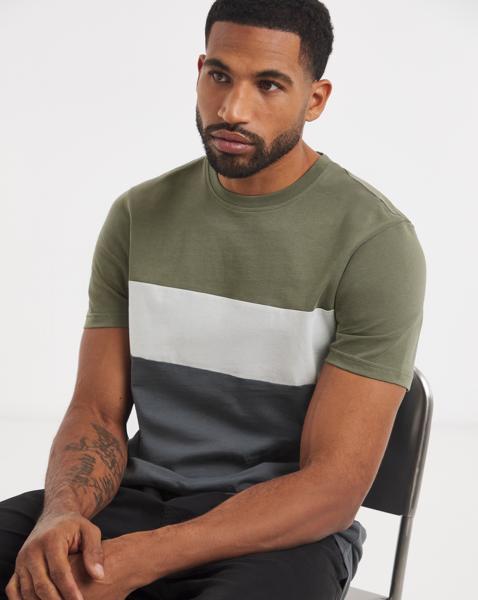 Colour Block Crew Neck T-Shirt Long