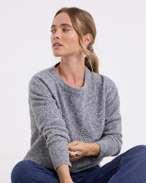 Simply Be Diamante Bow Fluffy Jumper