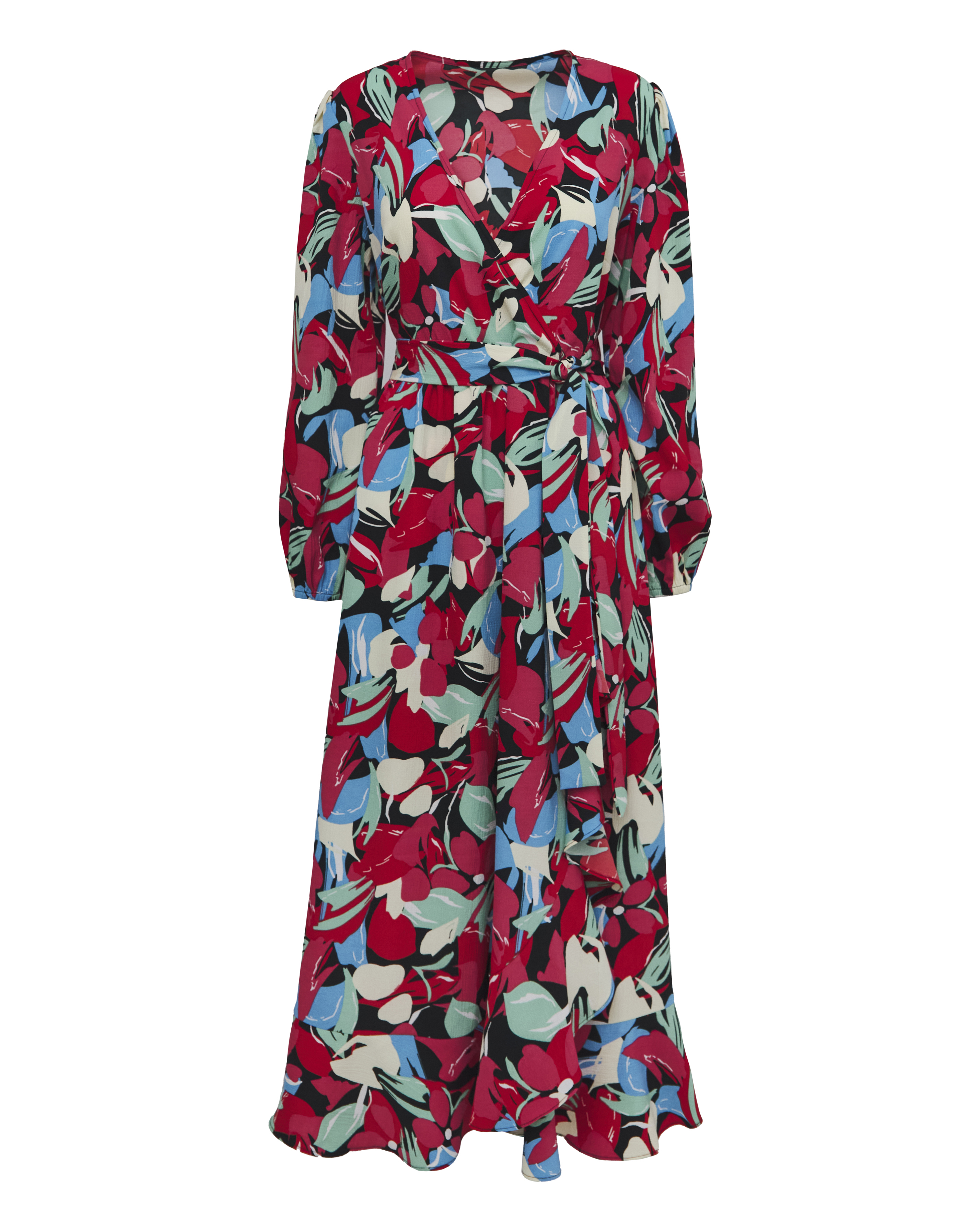 Simply Be - Women's Multi Floral Wrap Midi Dress - Size 10 - Black floral