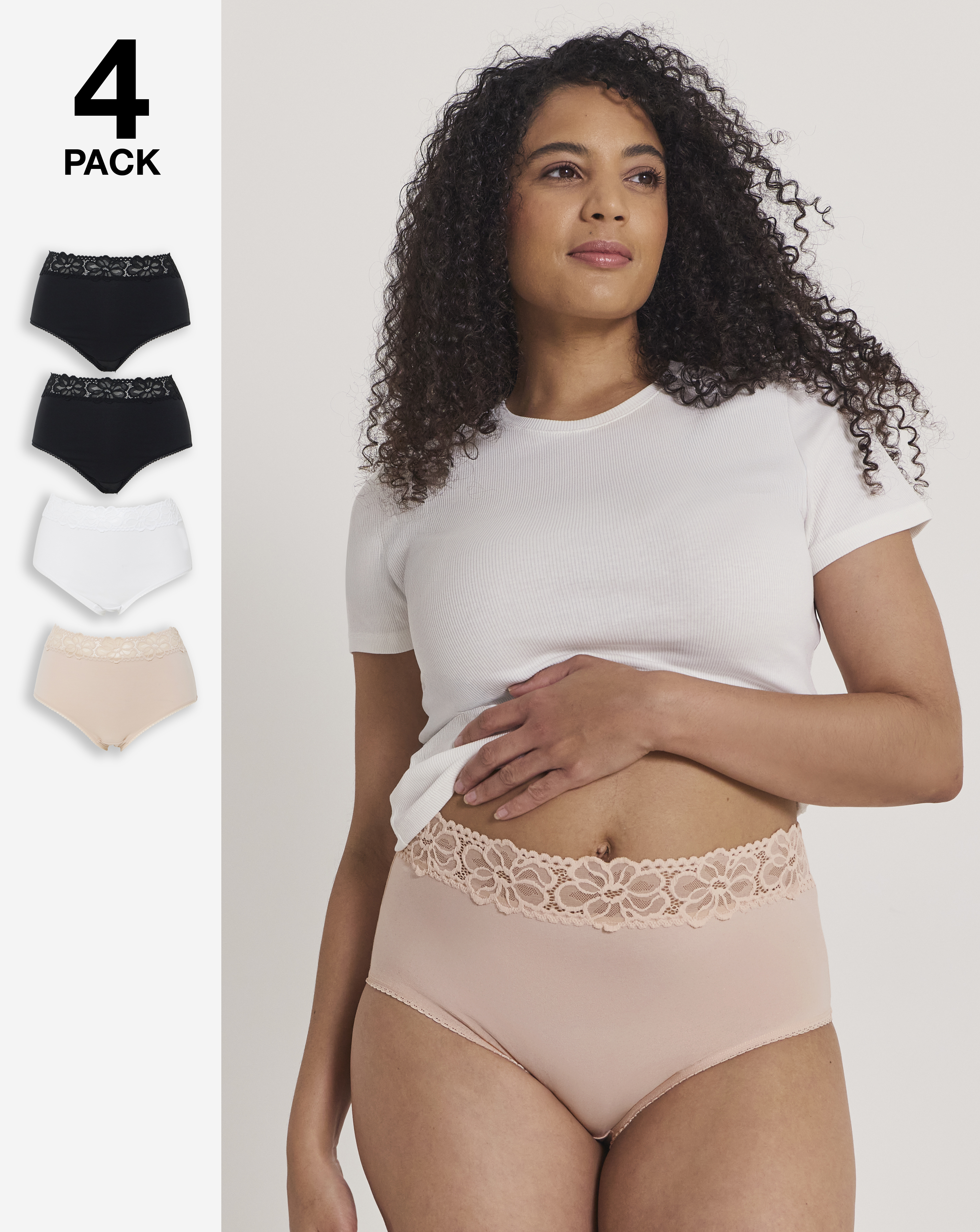 4 Pack Lace Top Full Knickers