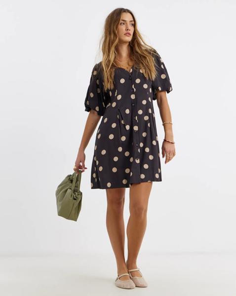Printed Linen Button Up Shift Dress