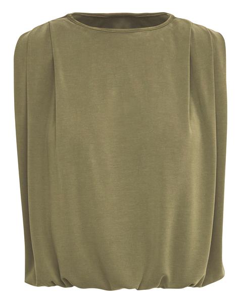 Anthology Khaki Modal Shoulder Pad Top