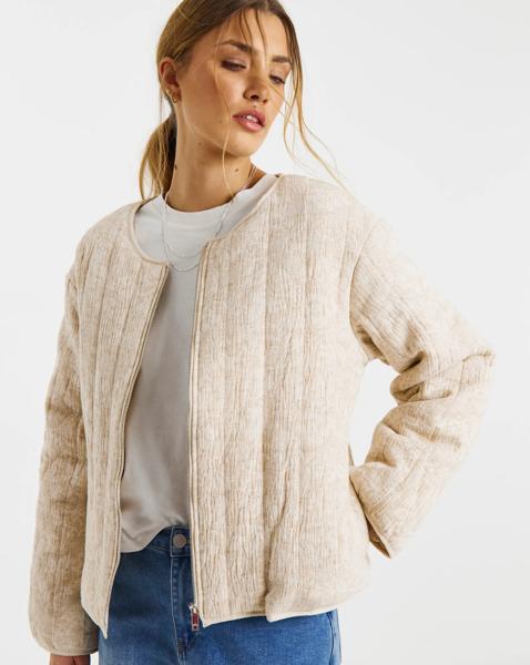 Floral Jacquard Collarless Jacket