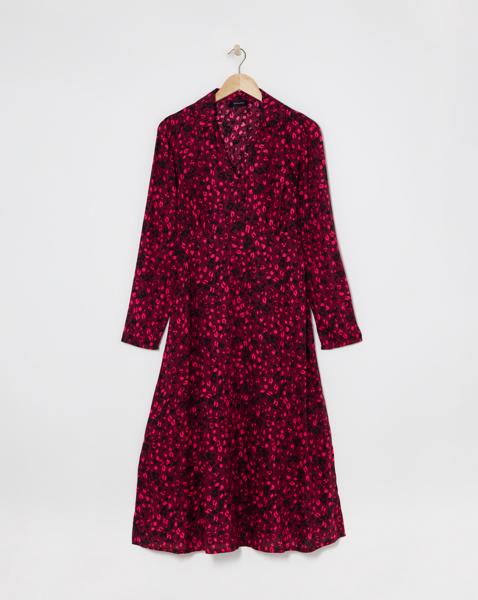 Viscose Midi Shirt Dress with Collar