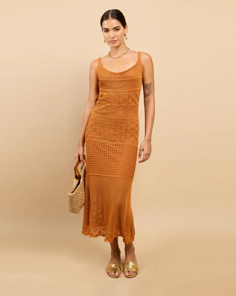 LM Brown Crochet Midaxi