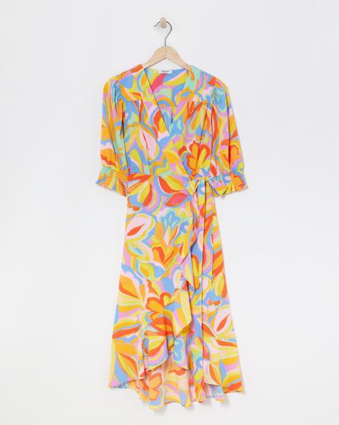 Simply Be - Women's Ruffle Front Wrap Midi Dress - Size 10 - Multi