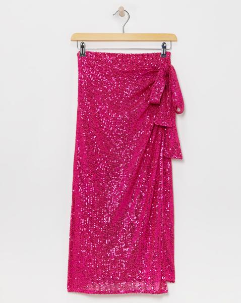 Lovedrobe Wrap Pink Sequin Midi Skirt