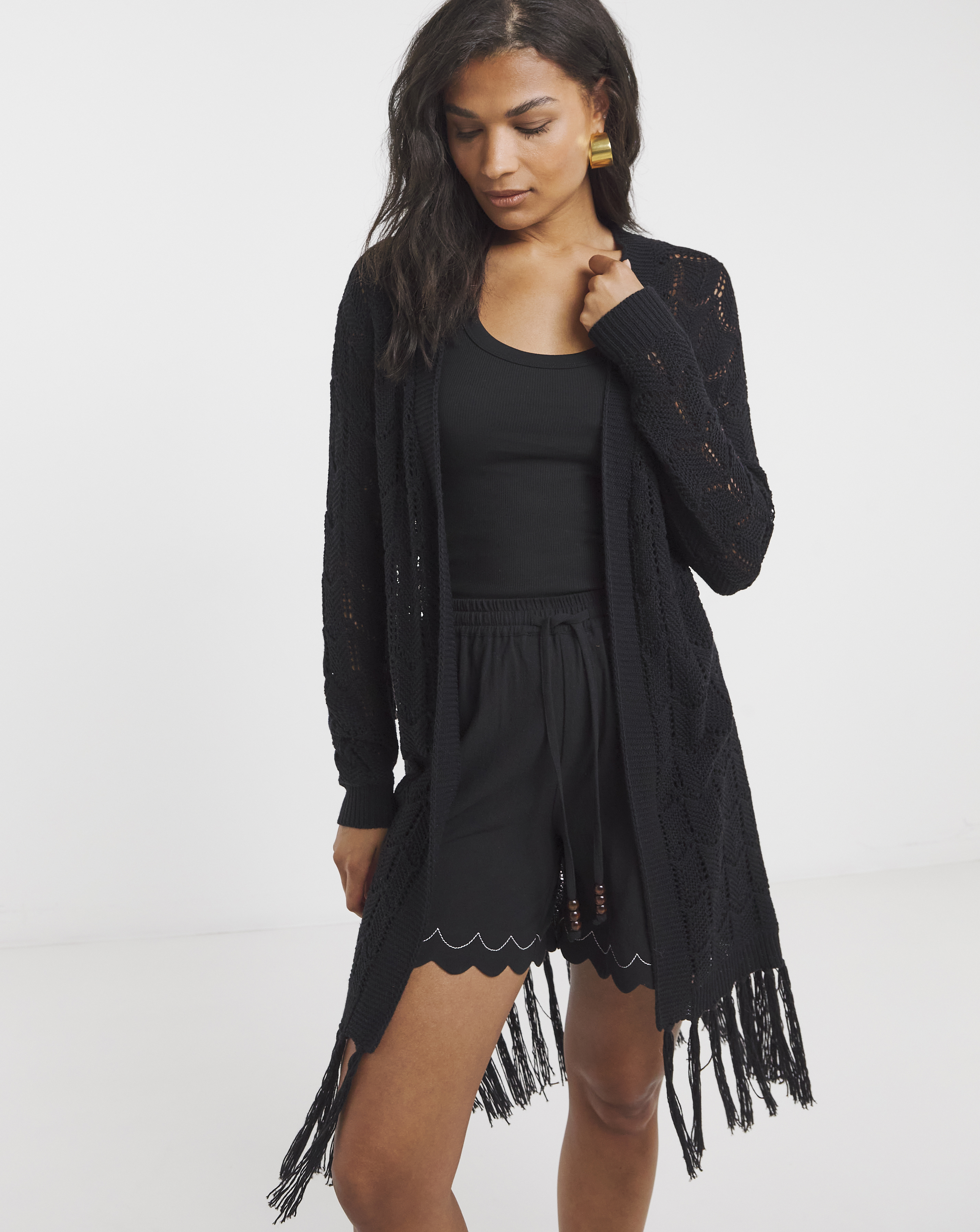 Simply Be Black Fringe Cardigan