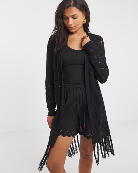 Simply Be Black Fringe Cardigan - Image
