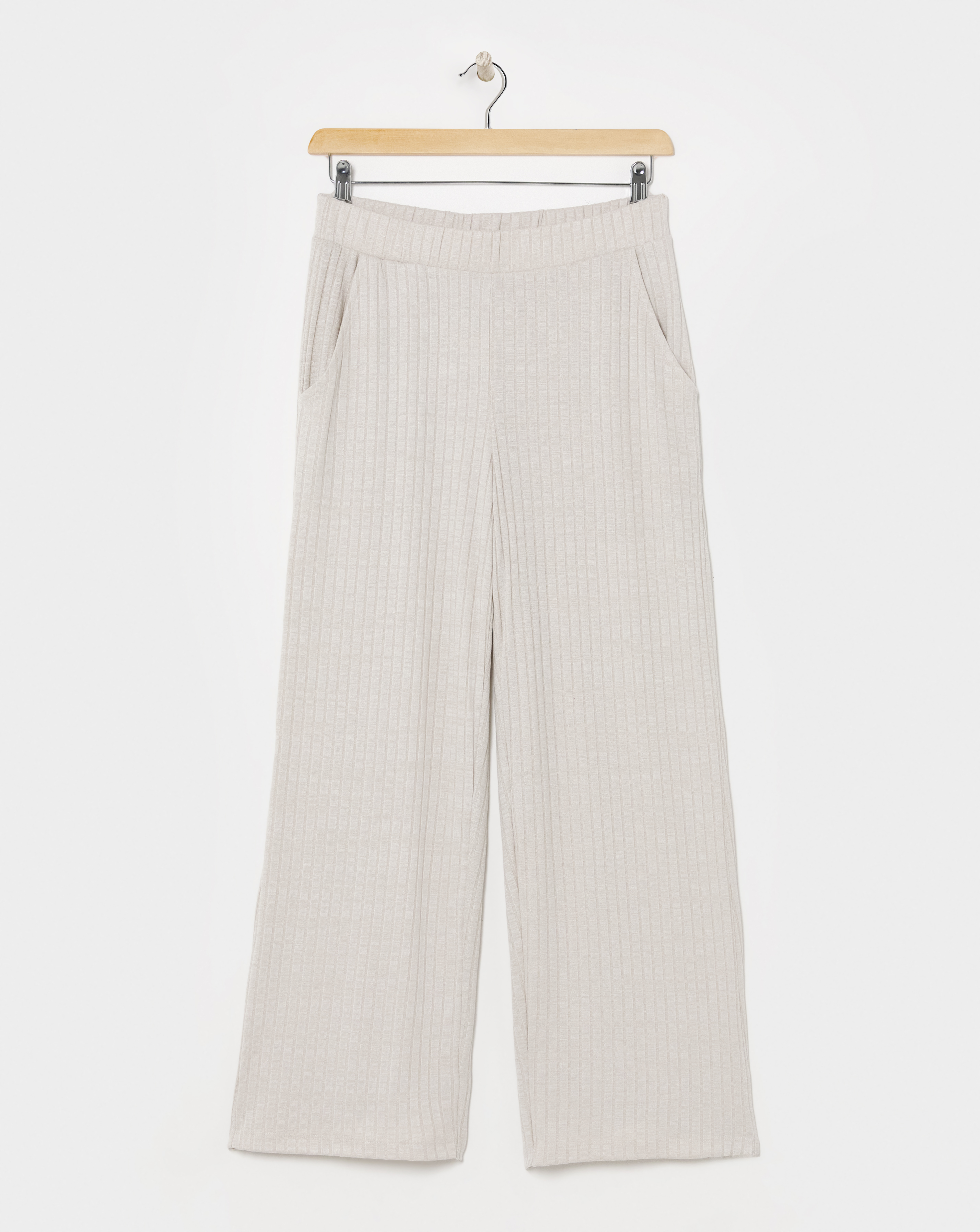 Marl Ribbed Wide Leg Joggers