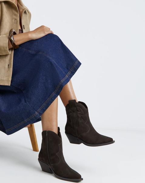 Embroidered Ankle Western Boots Wide