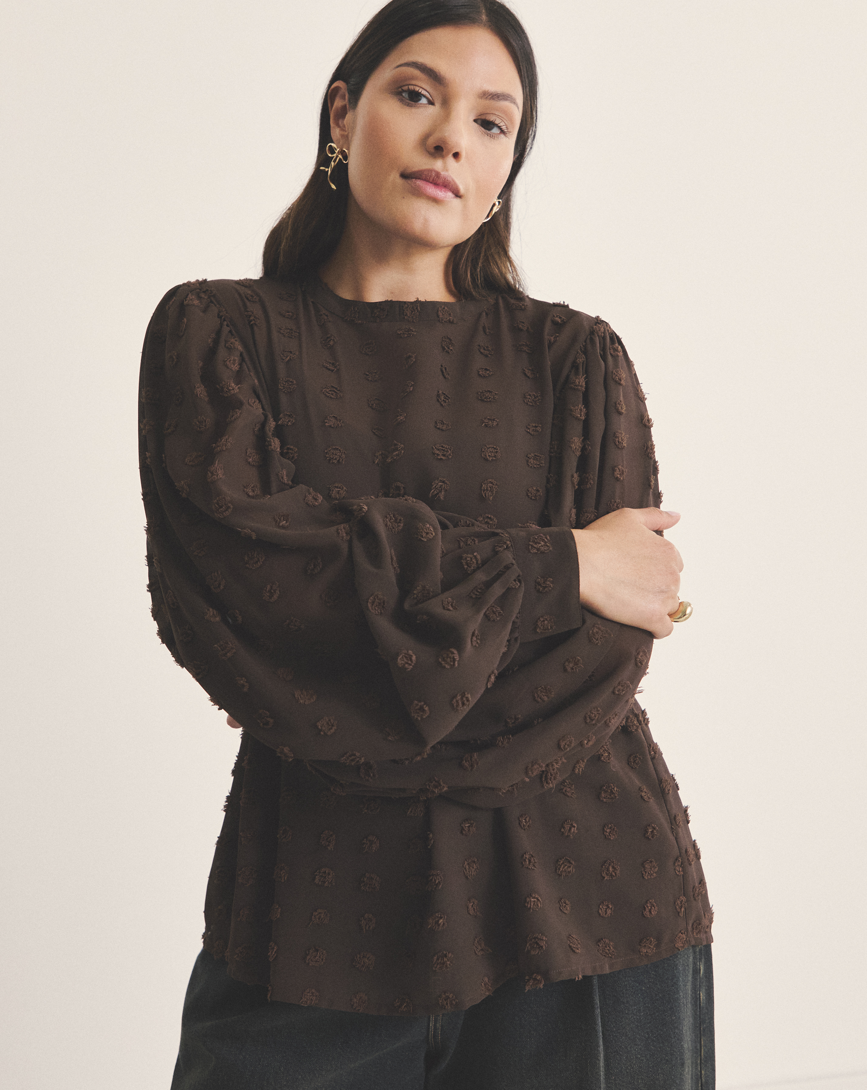 Simply BeDobby Exaggerated Sleeve Blouse